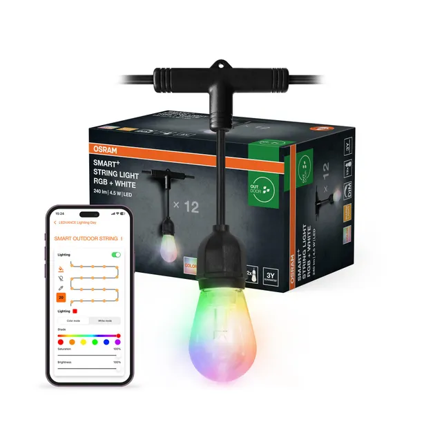 ams OSRAM SMART+ Outdoor WiFi Lichterkette IP44 schwarz