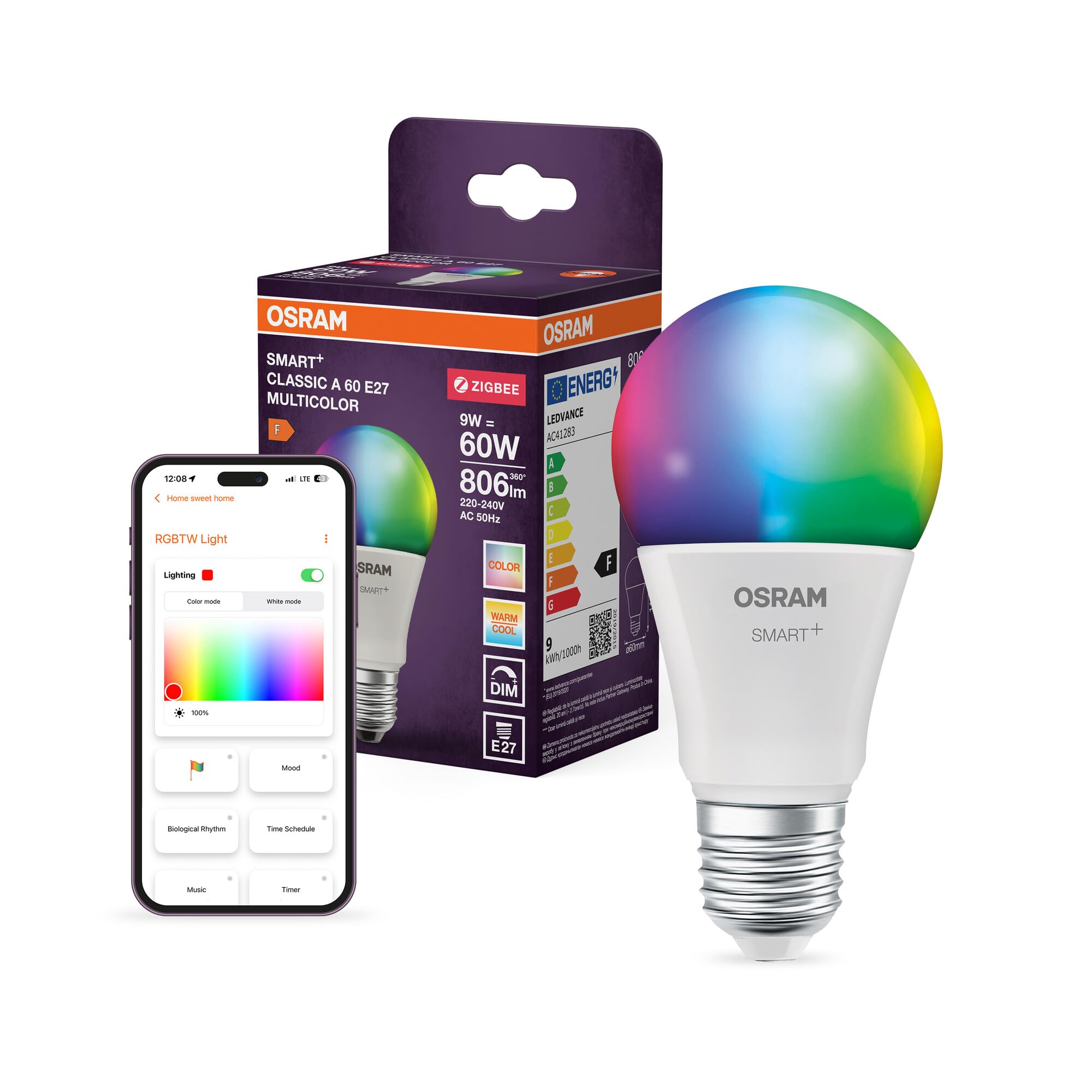 ams OSRAM SMART+ A60 E27 LED-Lampe RGBW 1er-Pack