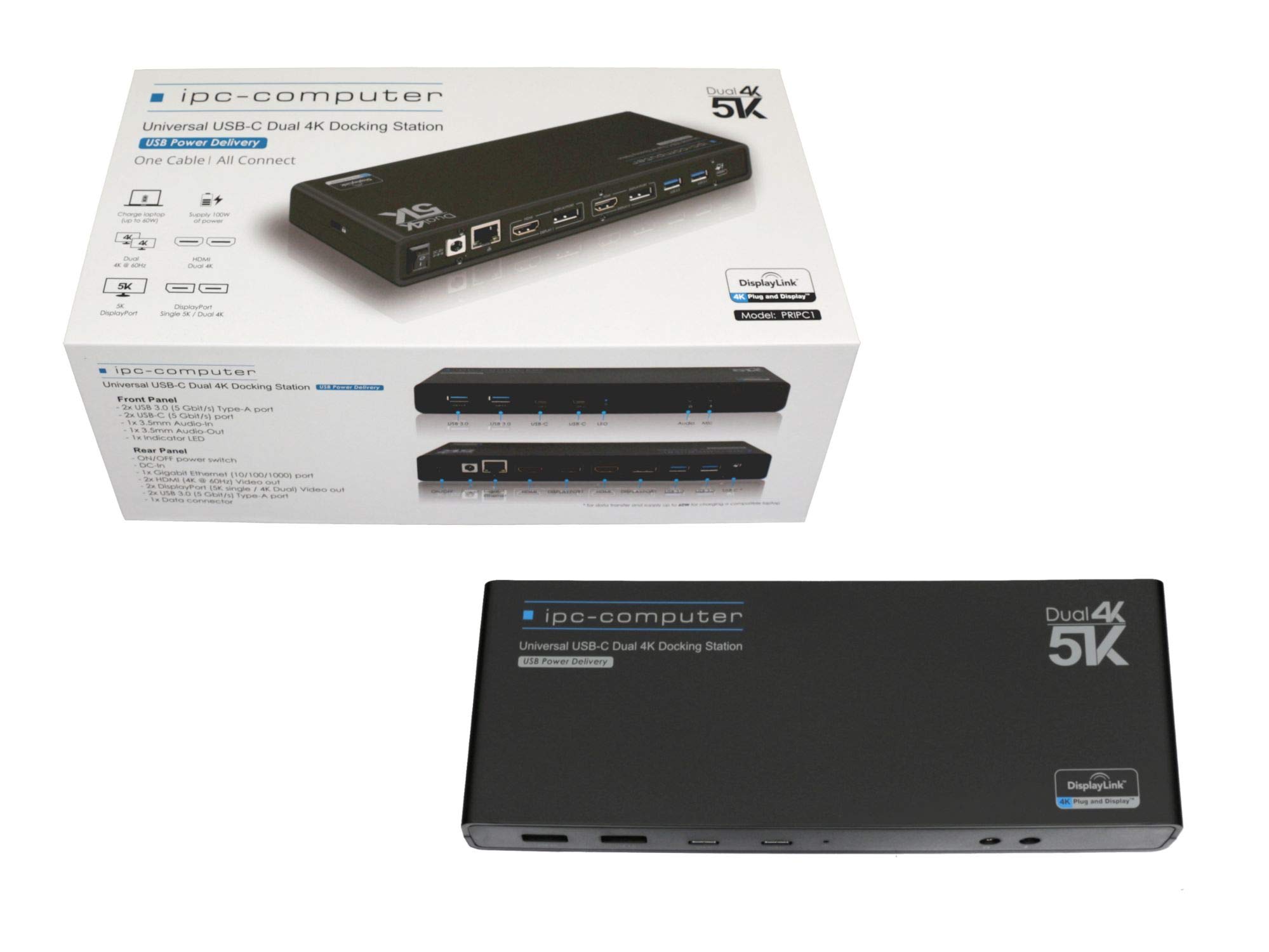 IPC-Computer USB-C Docking Station 100W HDMI DP