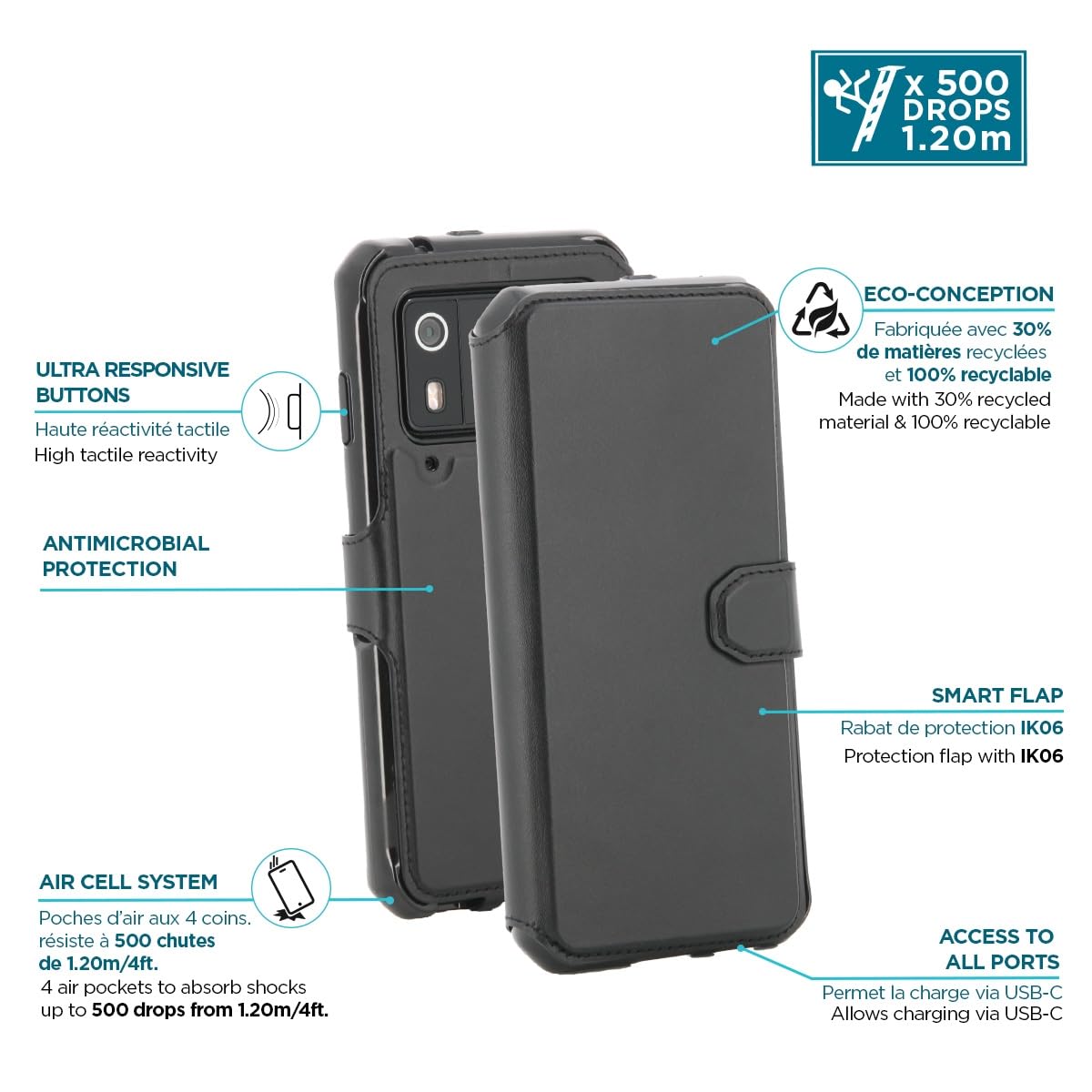 Mobilis Activ+ Zebra EM45 Folio-Hülle Schwarz RFID-Schutz