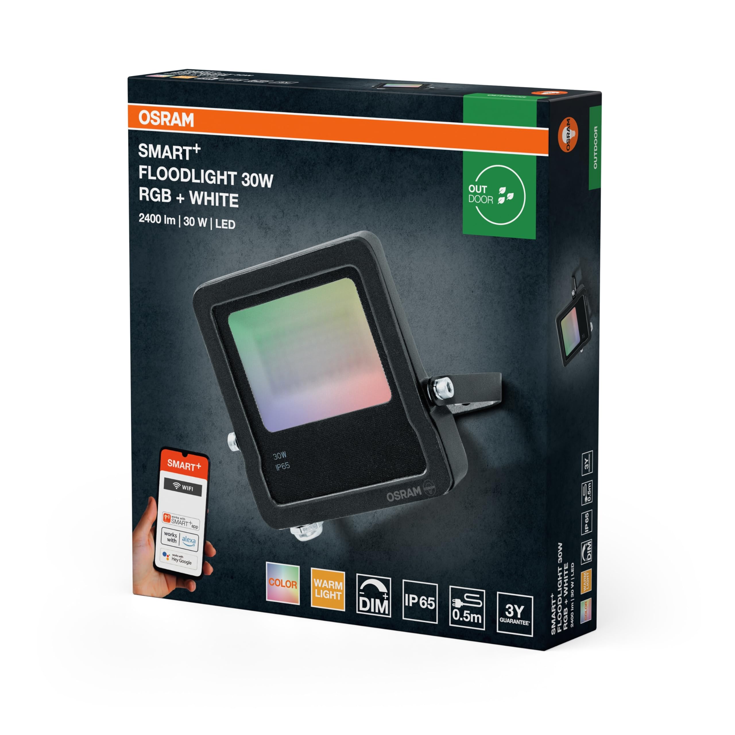 OSRAM SMART+ WiFi Fluter 30W dunkelgrau RGB+W Alu IP65