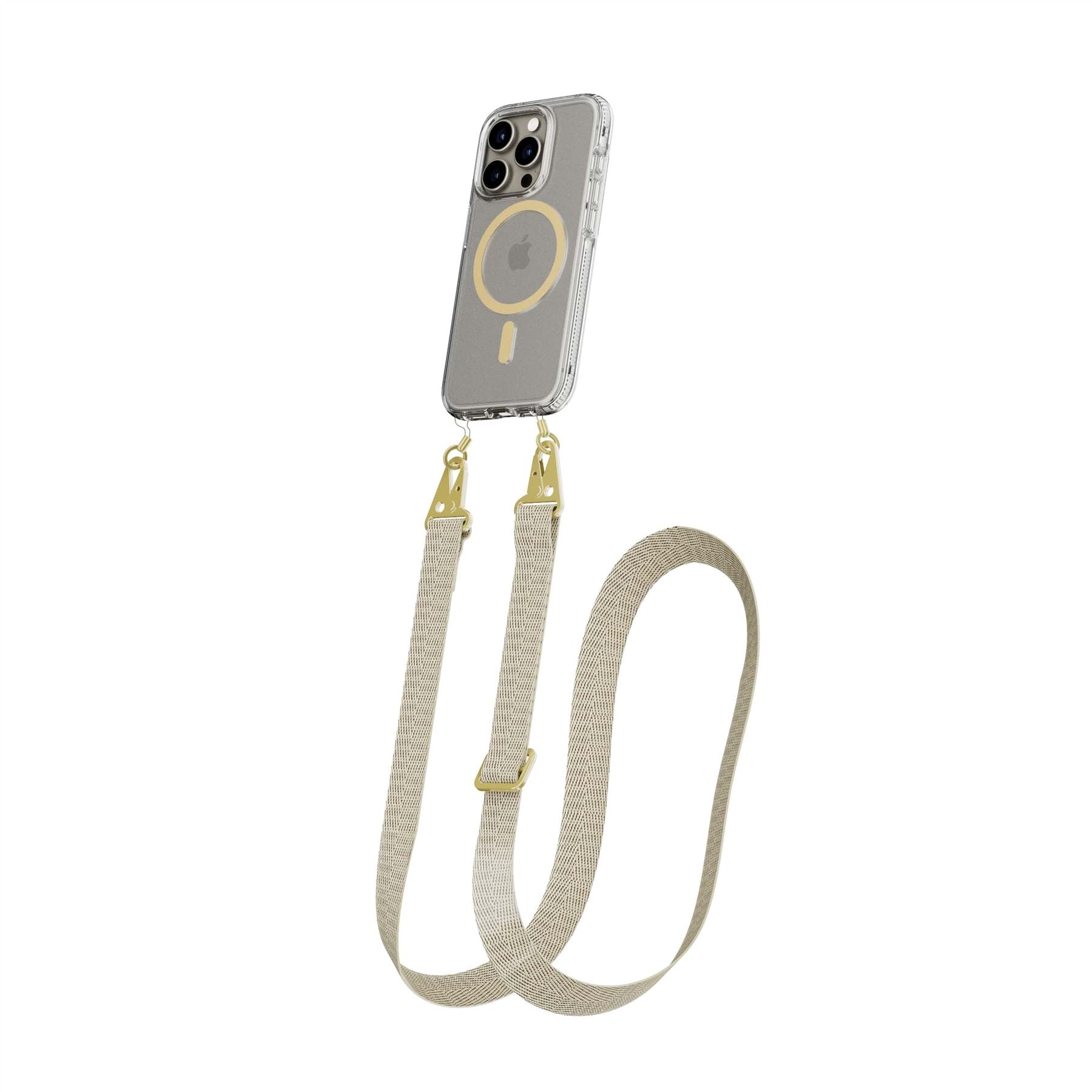 Tech21 FlexQuartz iPhone 15 Pro Handyhülle Gold MagSafe + Band
