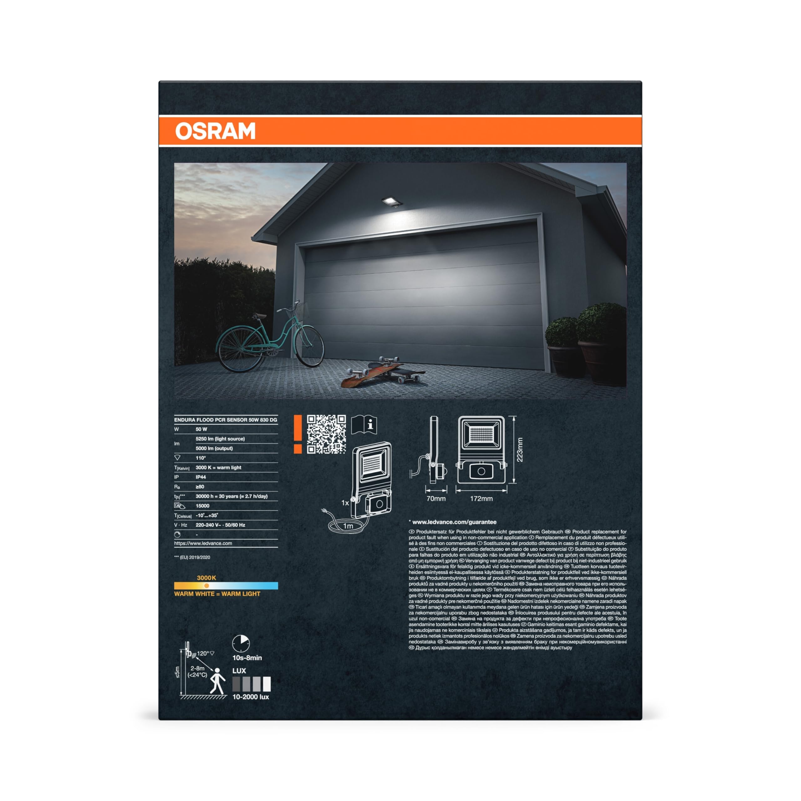 ams OSRAM SMART+ Endura Flood LED-Fluter 50W 3000K Sensor
