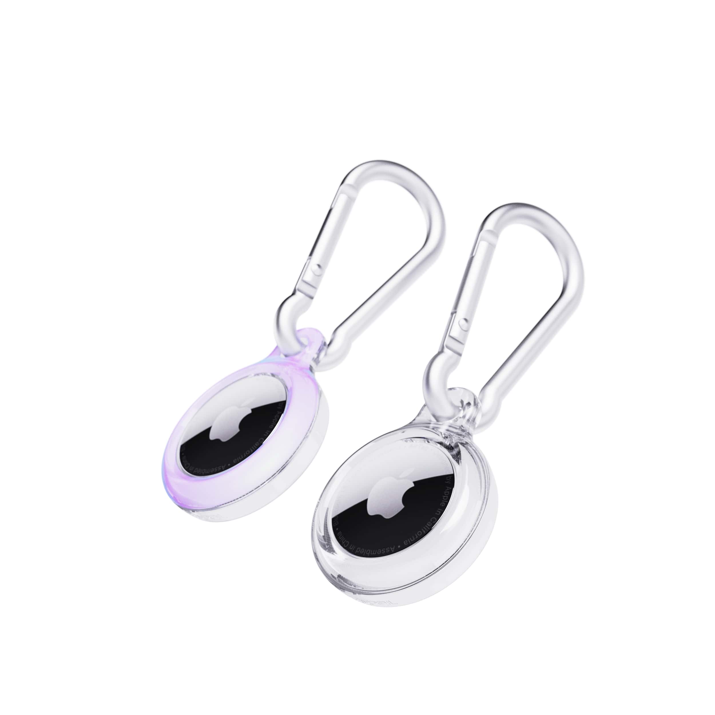 Tech21 EvoPop AirTag Hülle 2er Lila Transparent Karabiner