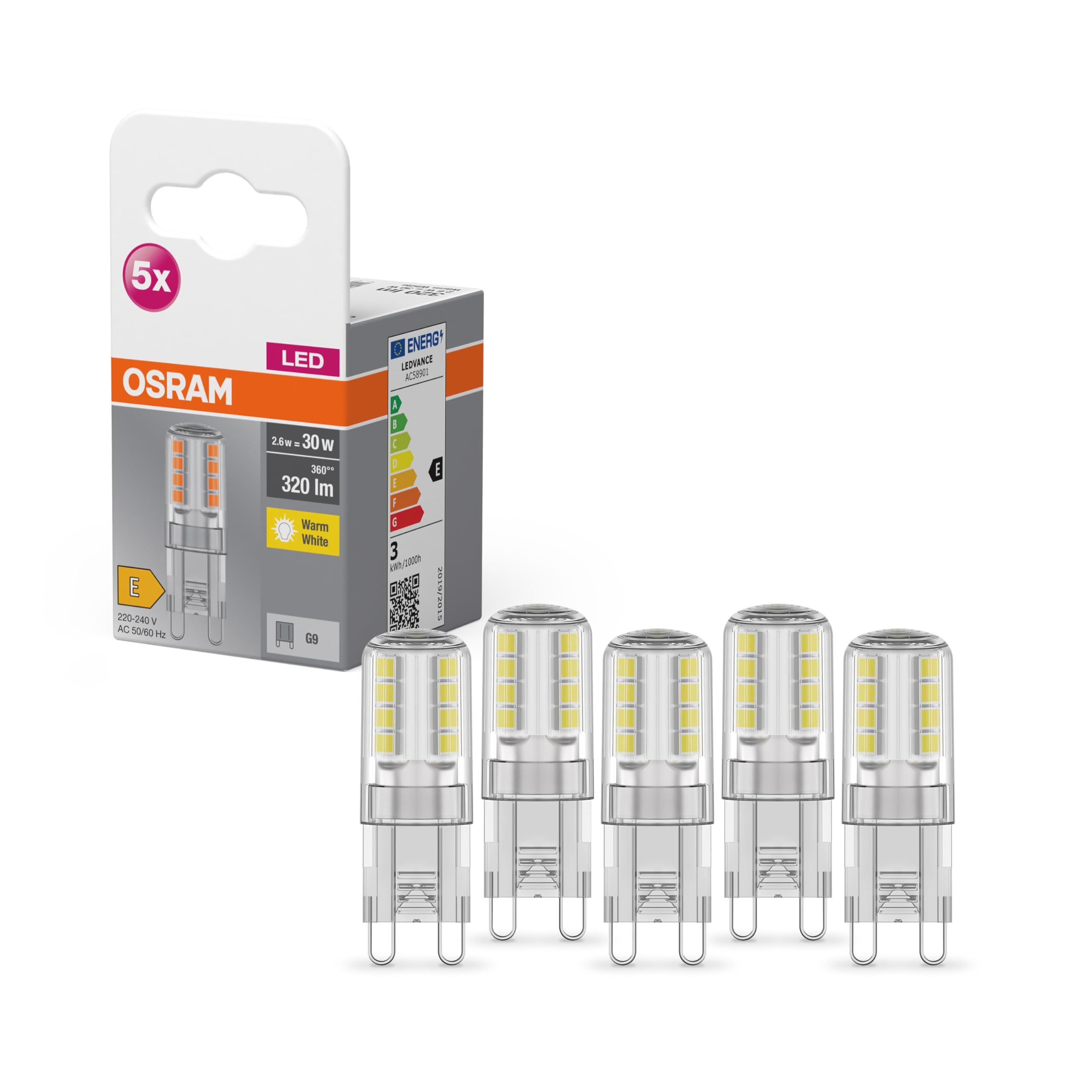 OSRAM SMART+ Star PIN G9 LED-Lampe warmweiß 5er-Pack