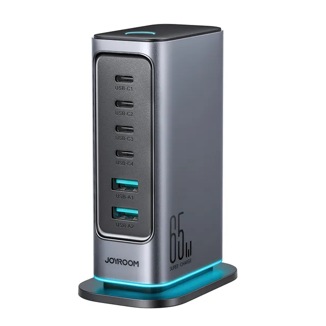 JOYROOM JR-TCM02 65W GaN Ladegerät 6-Port Dunkelgrau EU