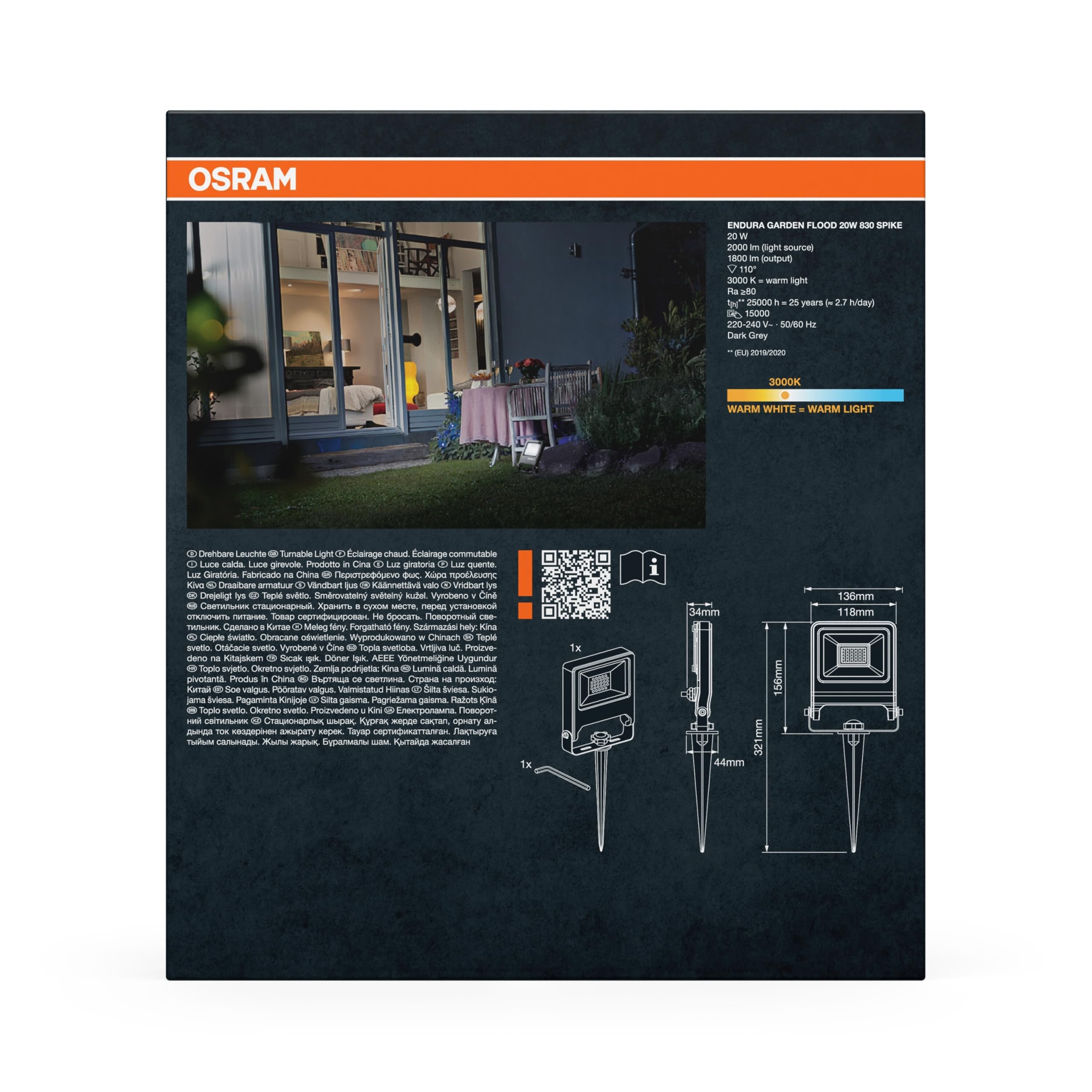 ams OSRAM SMART+ ENDURA Garden Flood Strahler 20W warmweiß