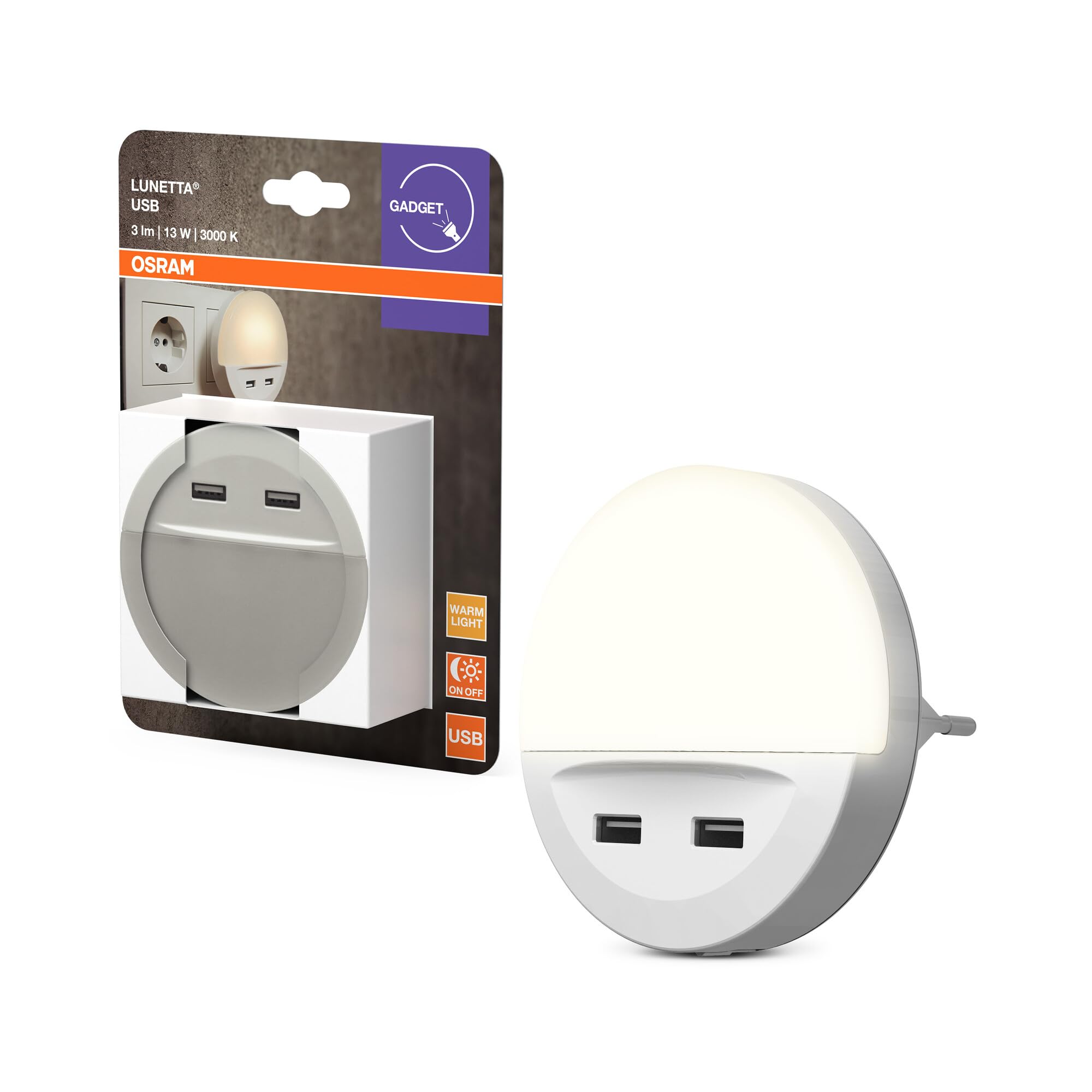 OSRAM LUNETTA USB Nachtlicht weiß warmweiß Stecker