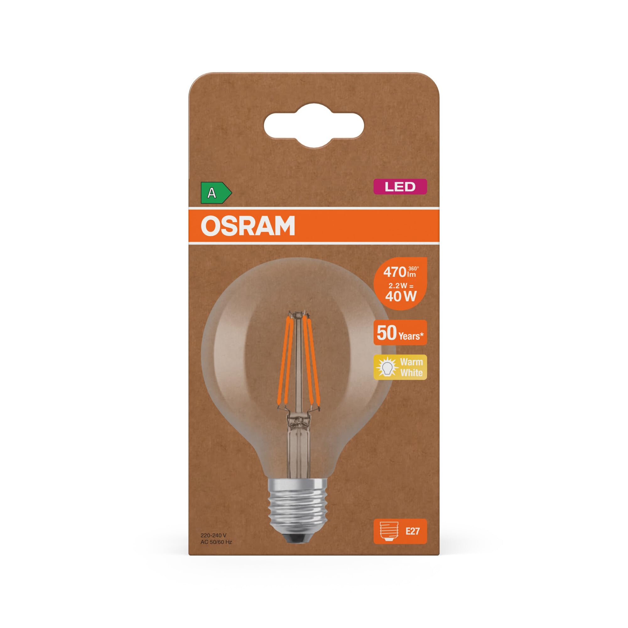 ams OSRAM SMART+ Classic Globe 80 LED-Lampe E27 Klasse A