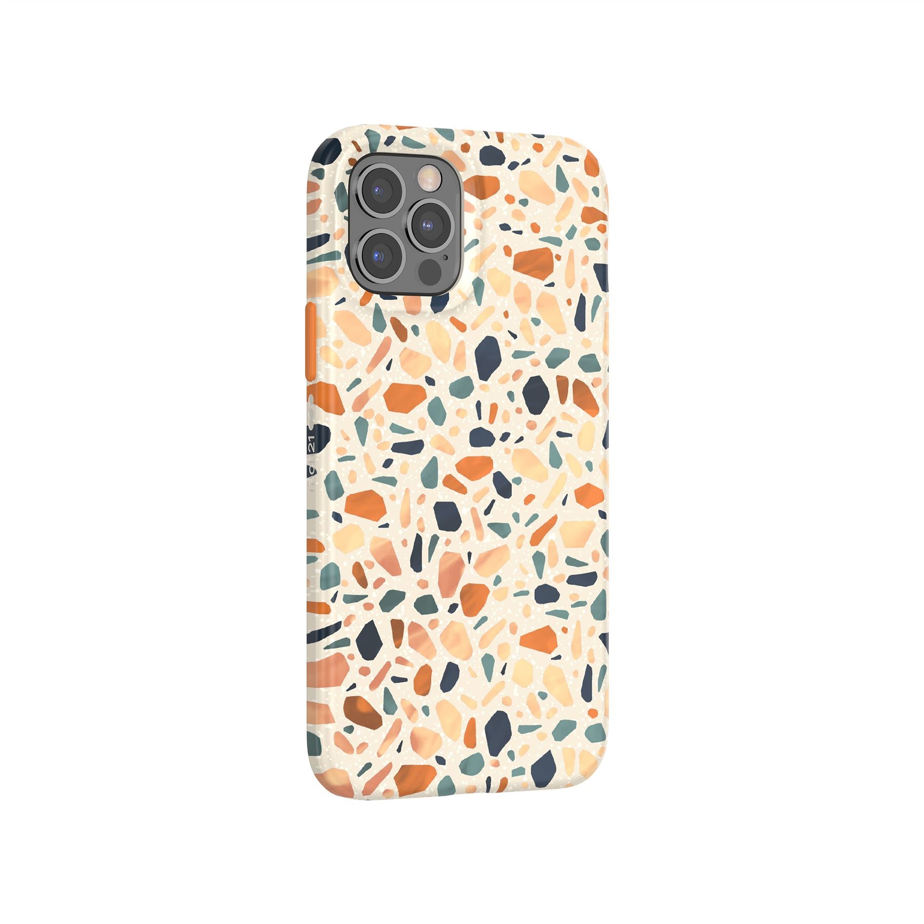 Tech21 Eco Art iPhone 12 Hülle Terazzo Orange Muster