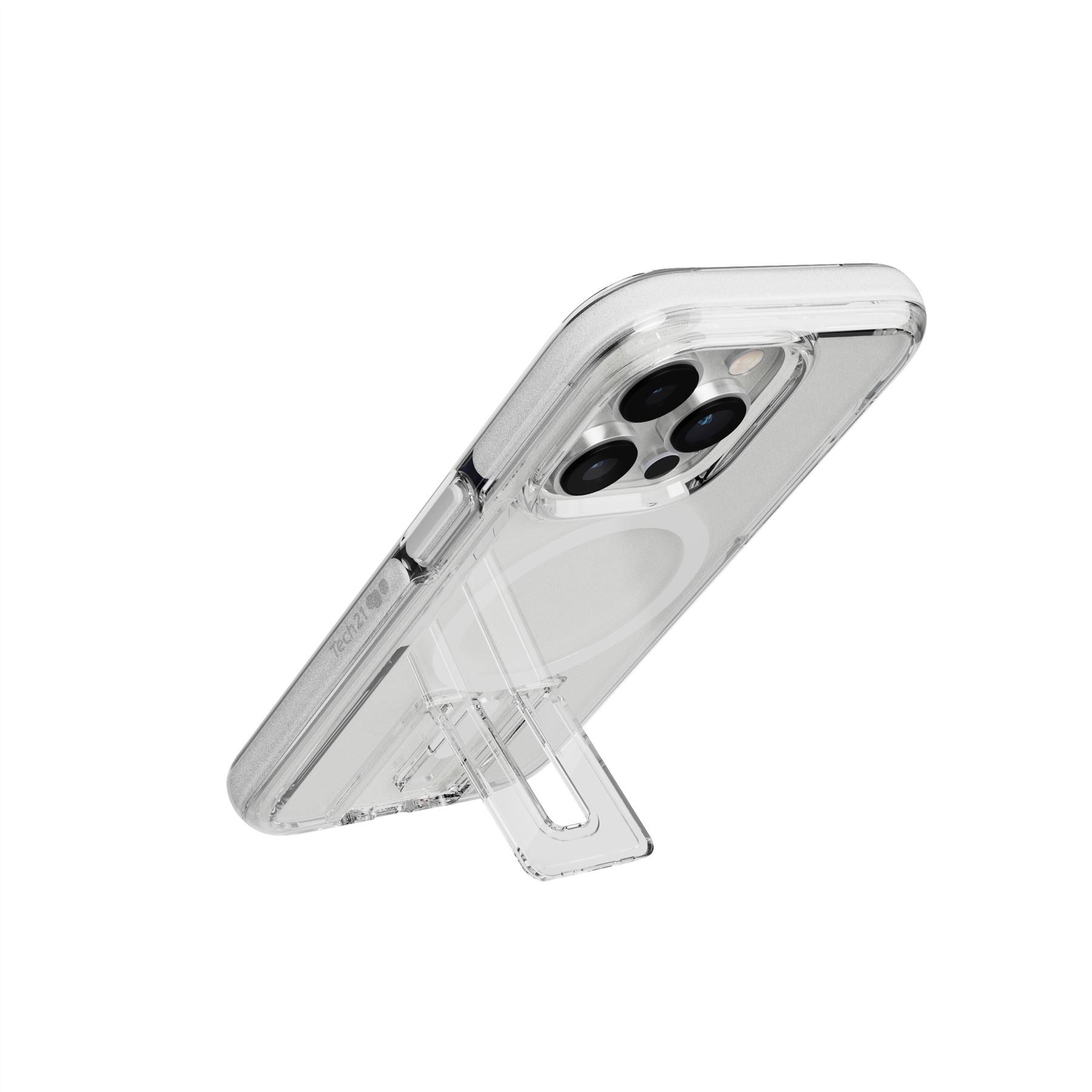 Tech21 EvoCrystal Kick iPhone 14 Pro Hülle MagSafe Weiß Ständer