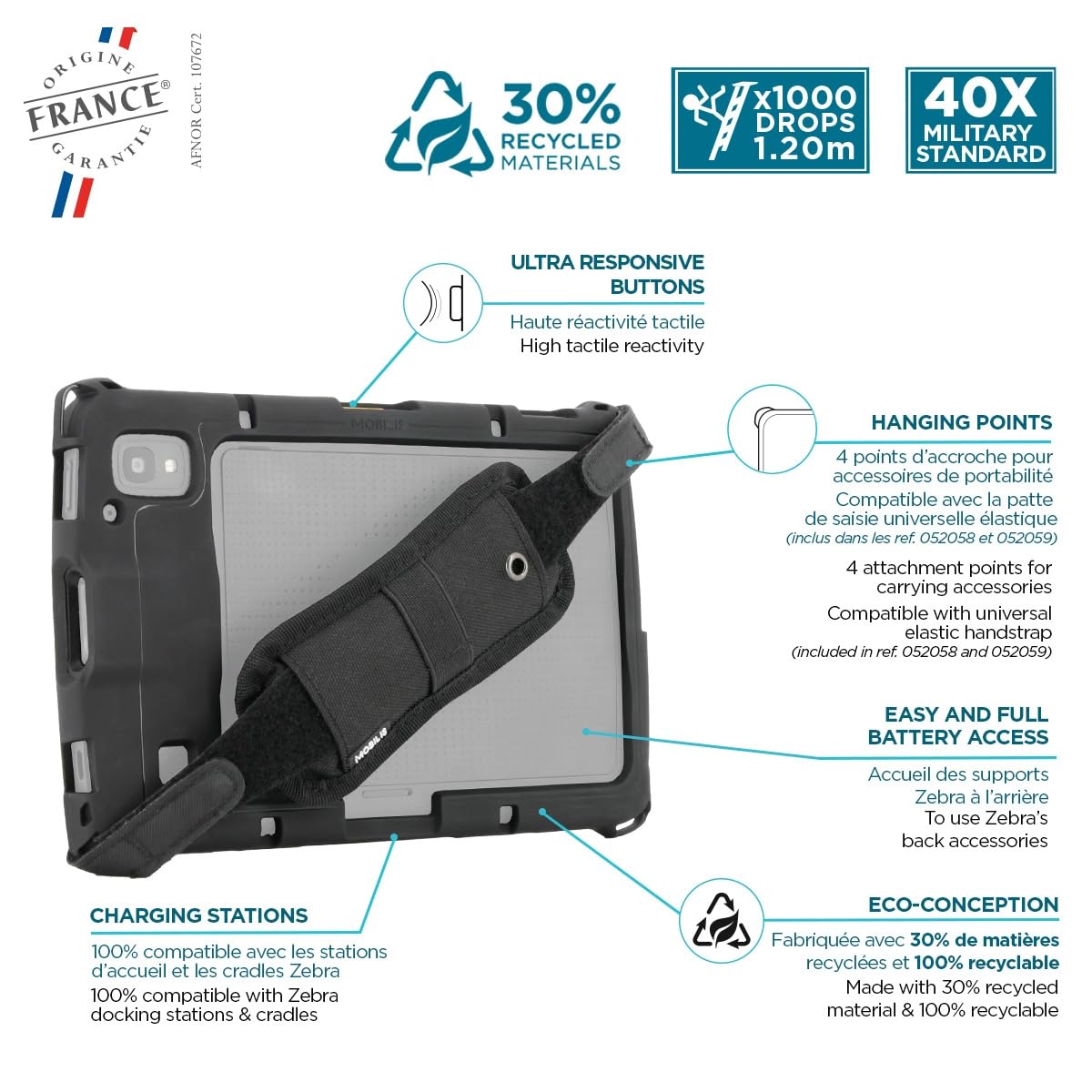 Mobilis PROTECH Zebra ET40 ET45 Tablet Schutzhülle 8" Handschlaufe
