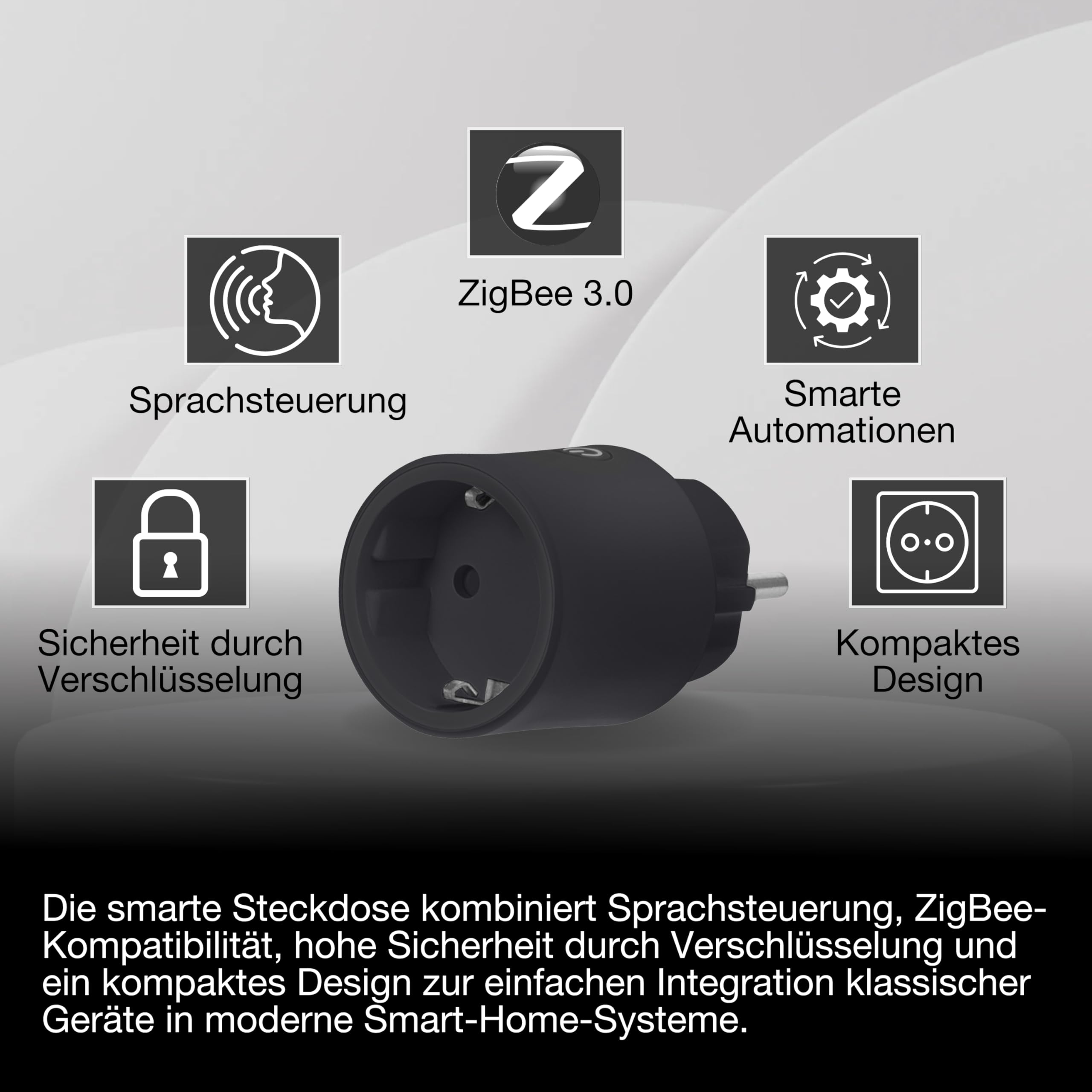 ams OSRAM SMART+ Zigbee Steckdose schwarz 1er-Pack innen
