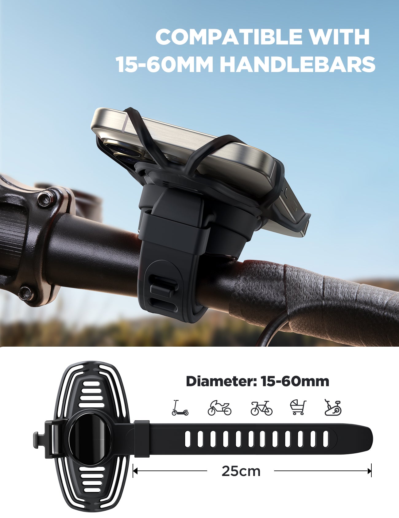 JOYROOM JR-ZS382 Fahrrad Handyhalterung Schwarz Silikon