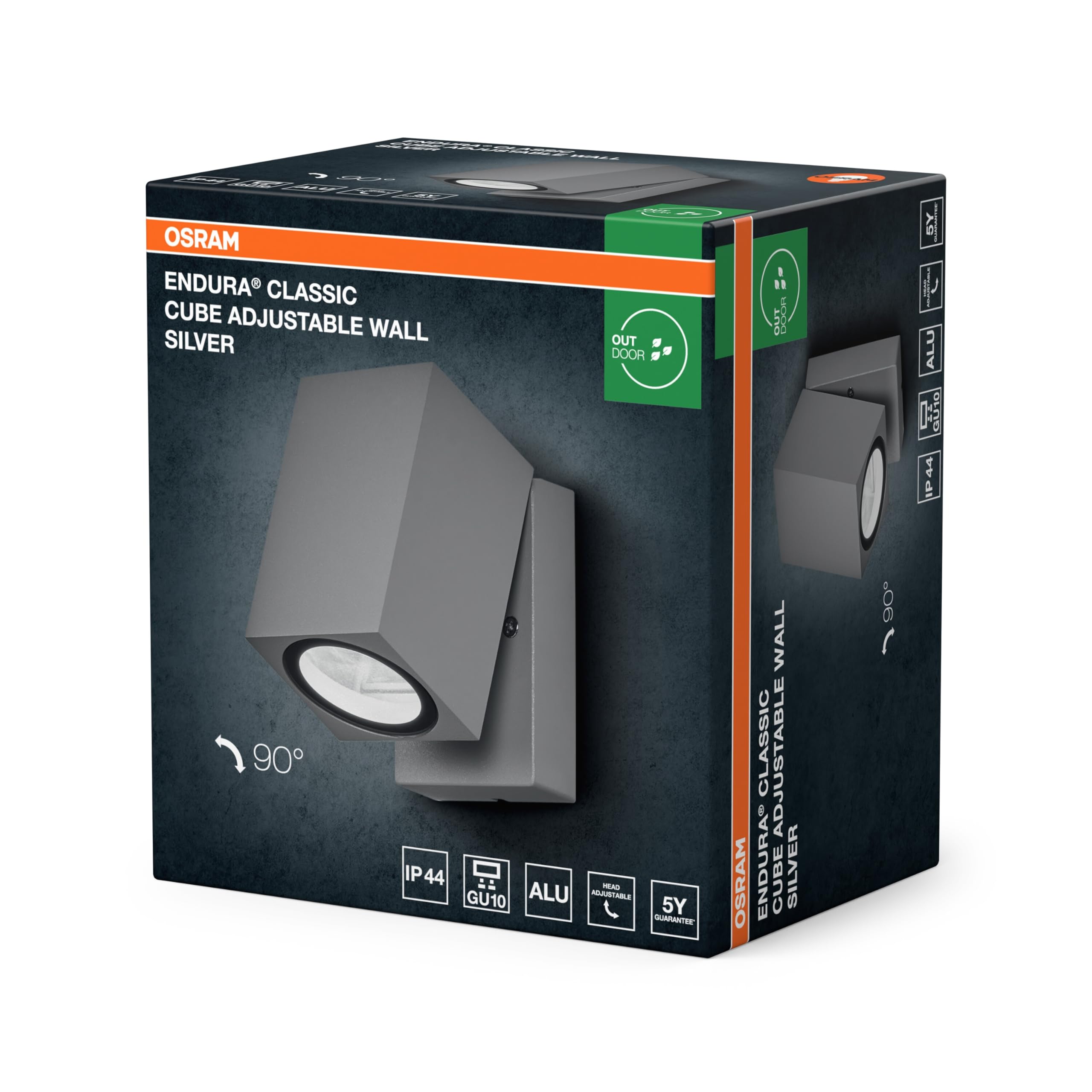 Osram Endura Classic Cube Außen-Wandleuchte GU10 silber