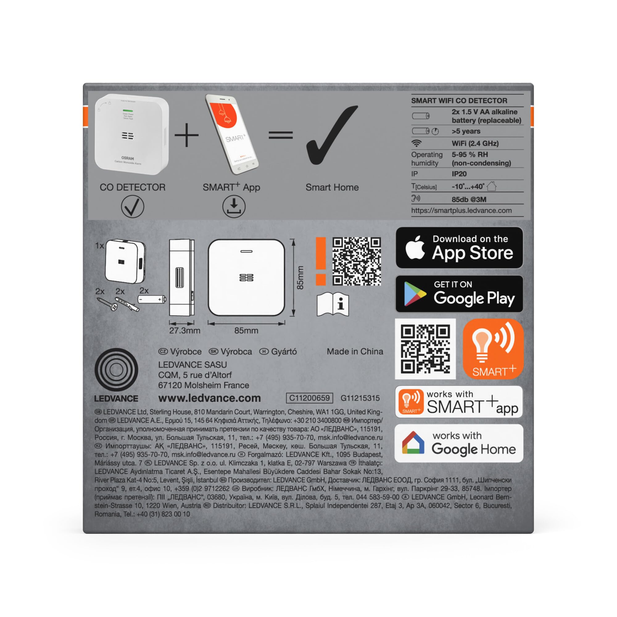 ams OSRAM SMART+ WiFi Kohlenmonoxidmelder weiß 1er-Pack