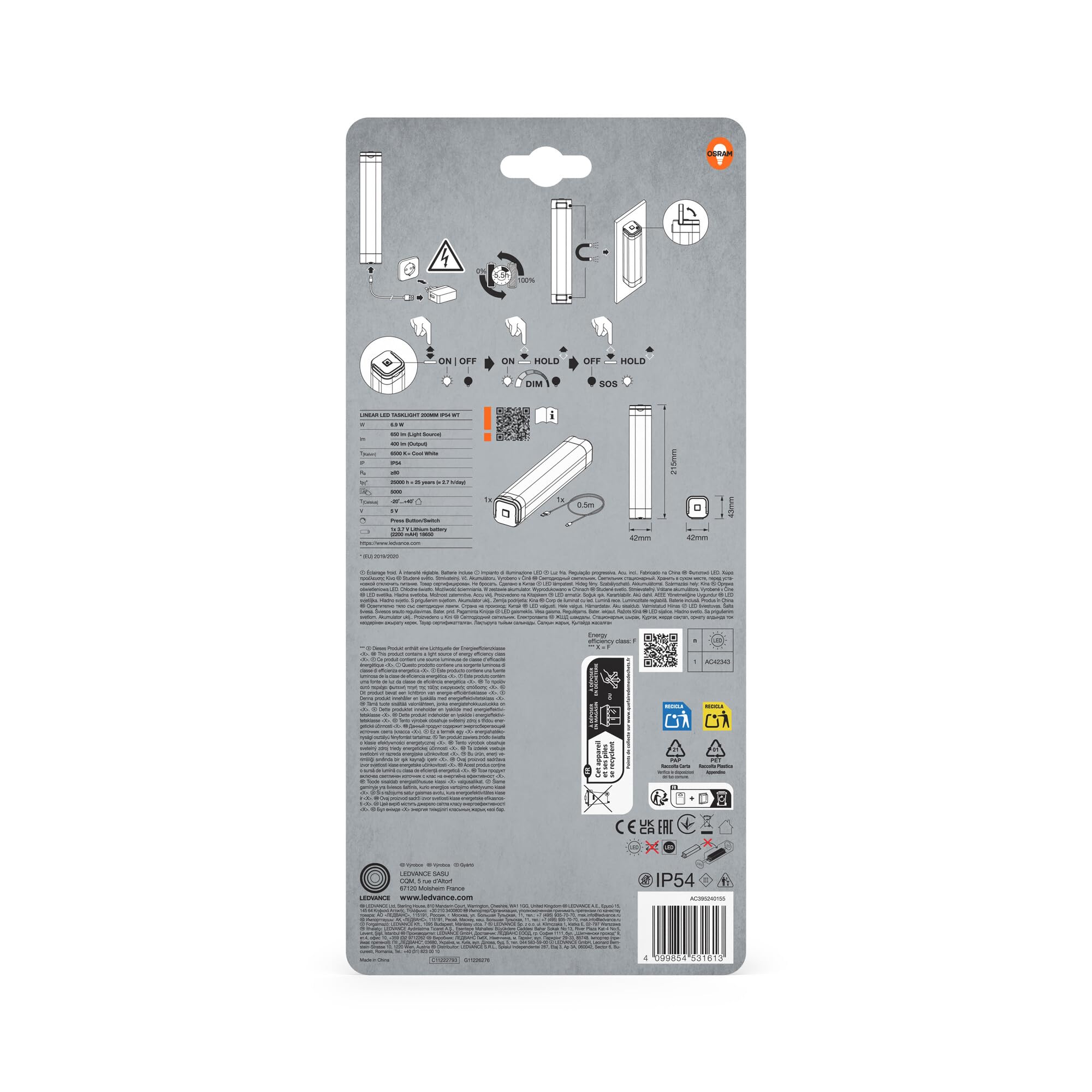 OSRAM SMART+ LINEAR Tasklight Mobile Leuchte 20cm 6500K