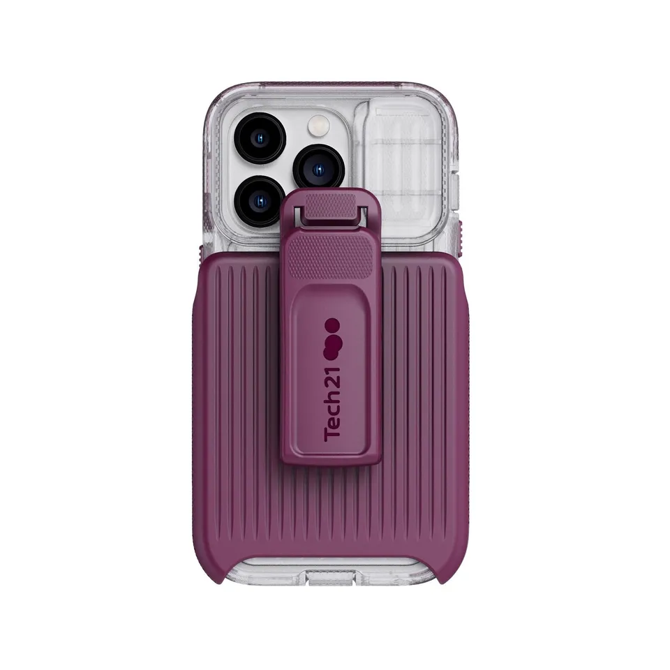 Tech21 EvoMax iPhone 14 Pro Hülle Frosted Purple MagSafe