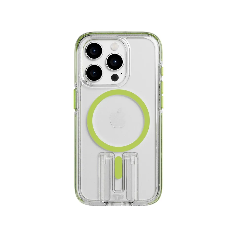 Tech21 EvoCrystal Kick iPhone 15 Pro Hülle limette MagSafe
