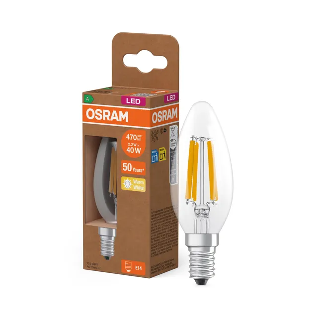 ams OSRAM SMART+ Classic B 40 Filament LED-Lampe E14 1er-Pack A