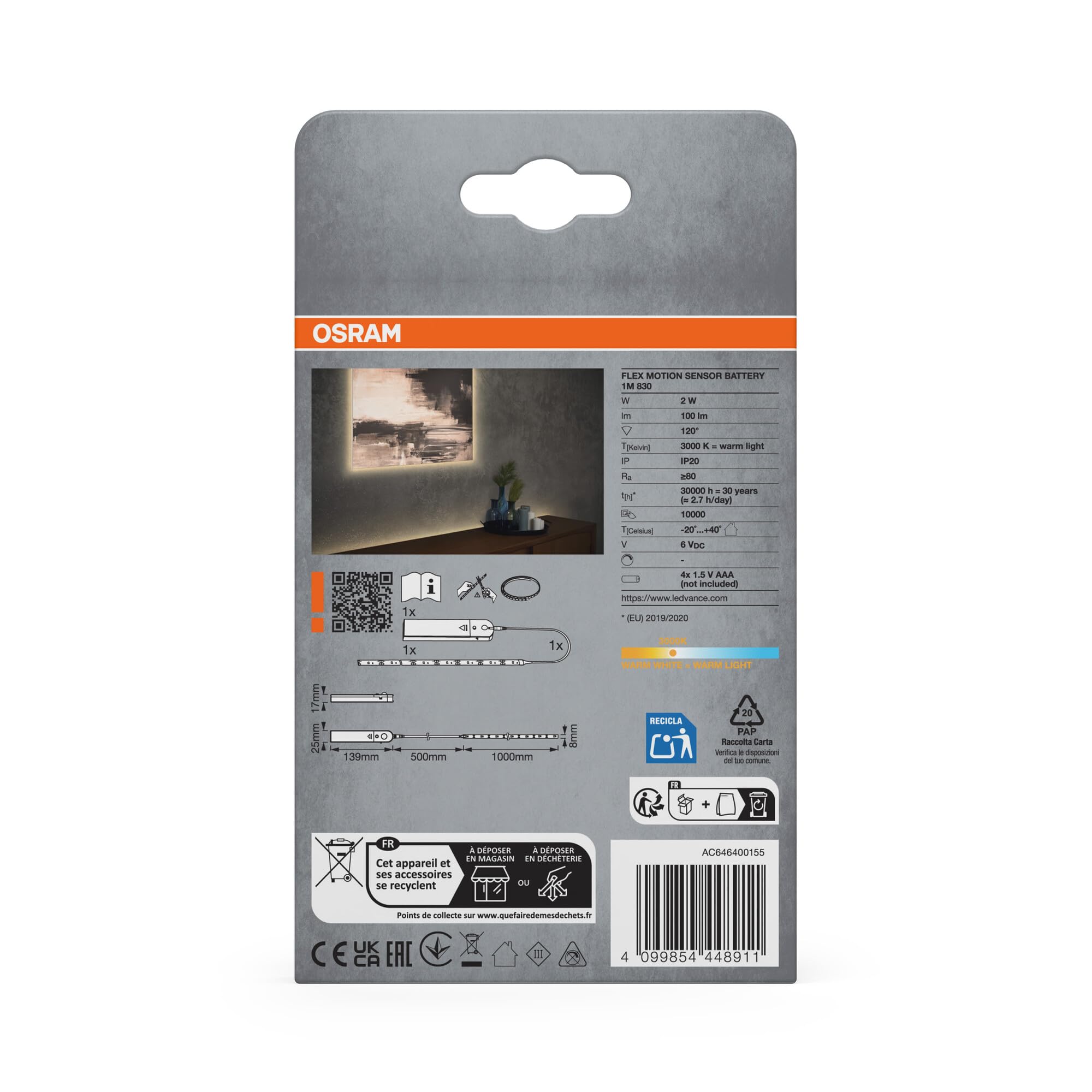 ams OSRAM SMART+ Flex LED-Streifen Sensor Batterie 1 m