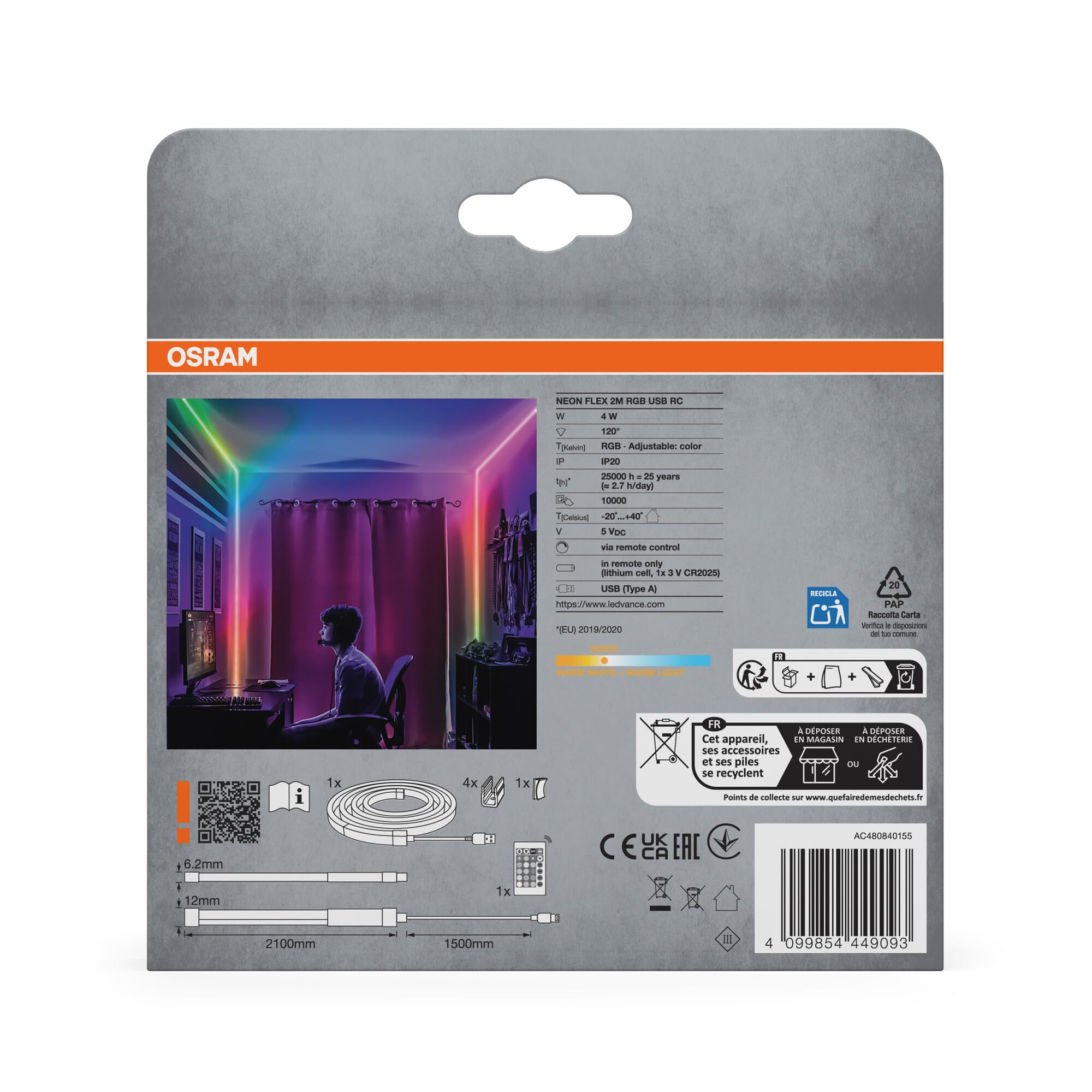 ams OSRAM SMART+ NEON FLEX LED-Streifen 2M Weiß 45lm