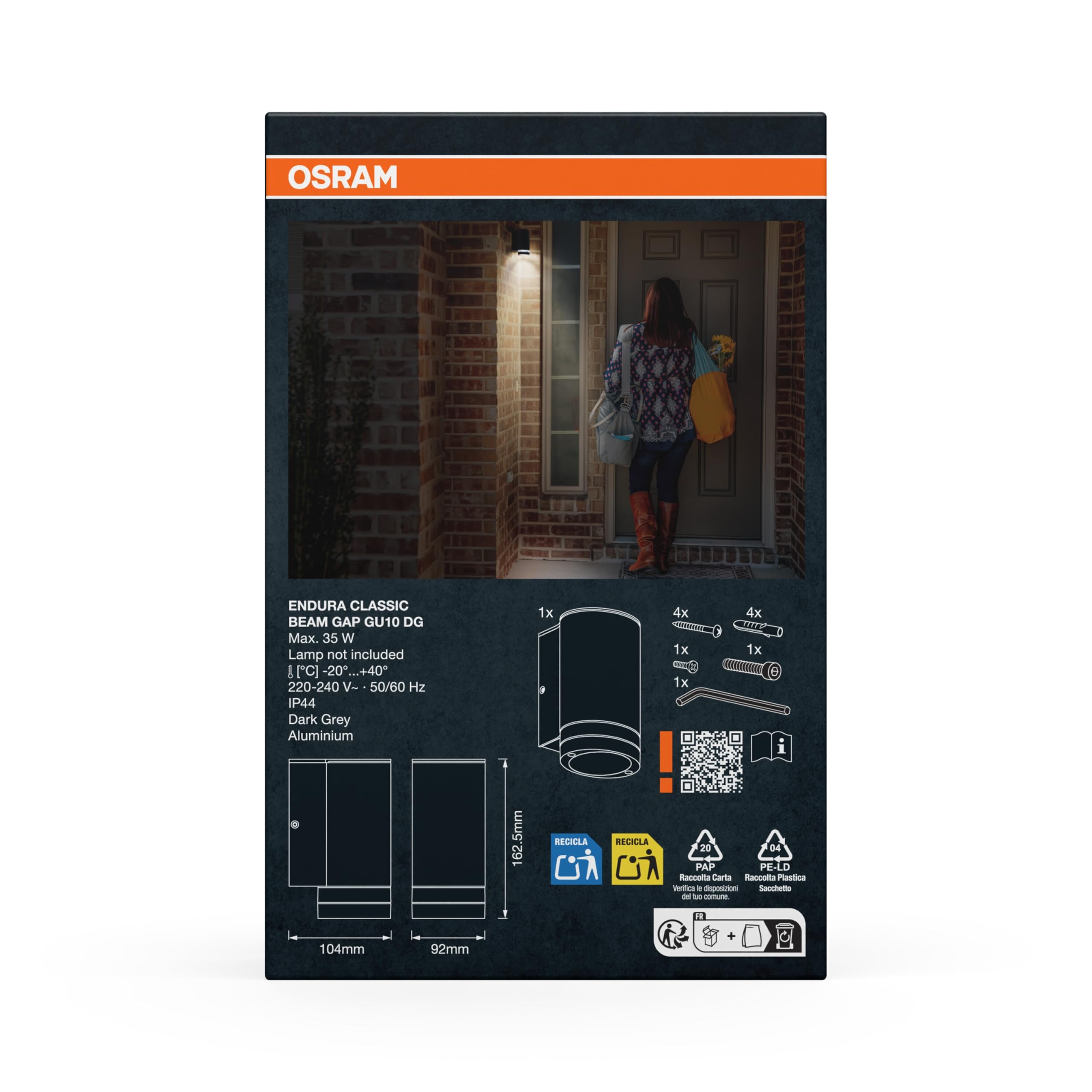 OSRAM Beam Gap Außenwandleuchte GU10 dunkelgrau