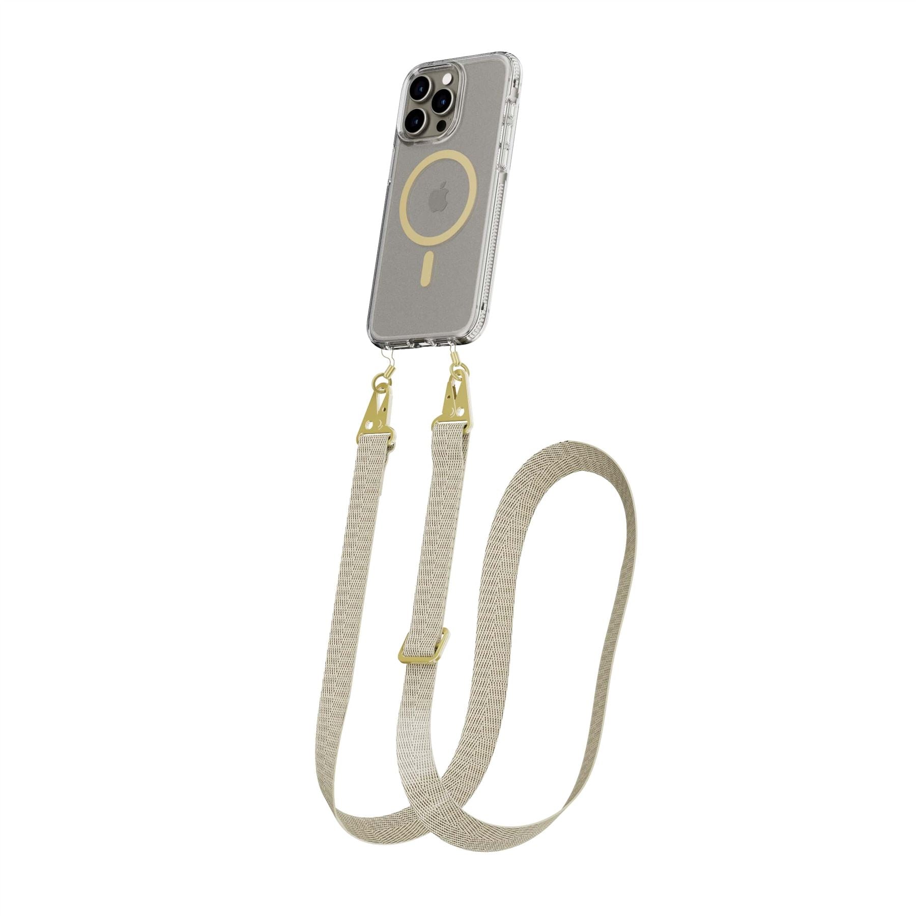 Tech21 FlexQuartz iPhone 15 Pro Max Hülle Gold Umhängeband