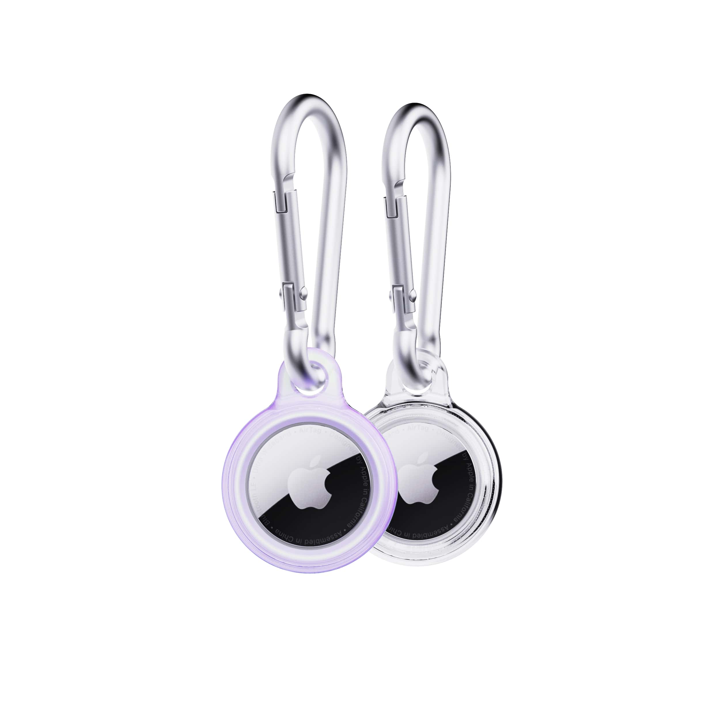 Tech21 EvoPop AirTag Hülle 2er Lila Transparent Karabiner