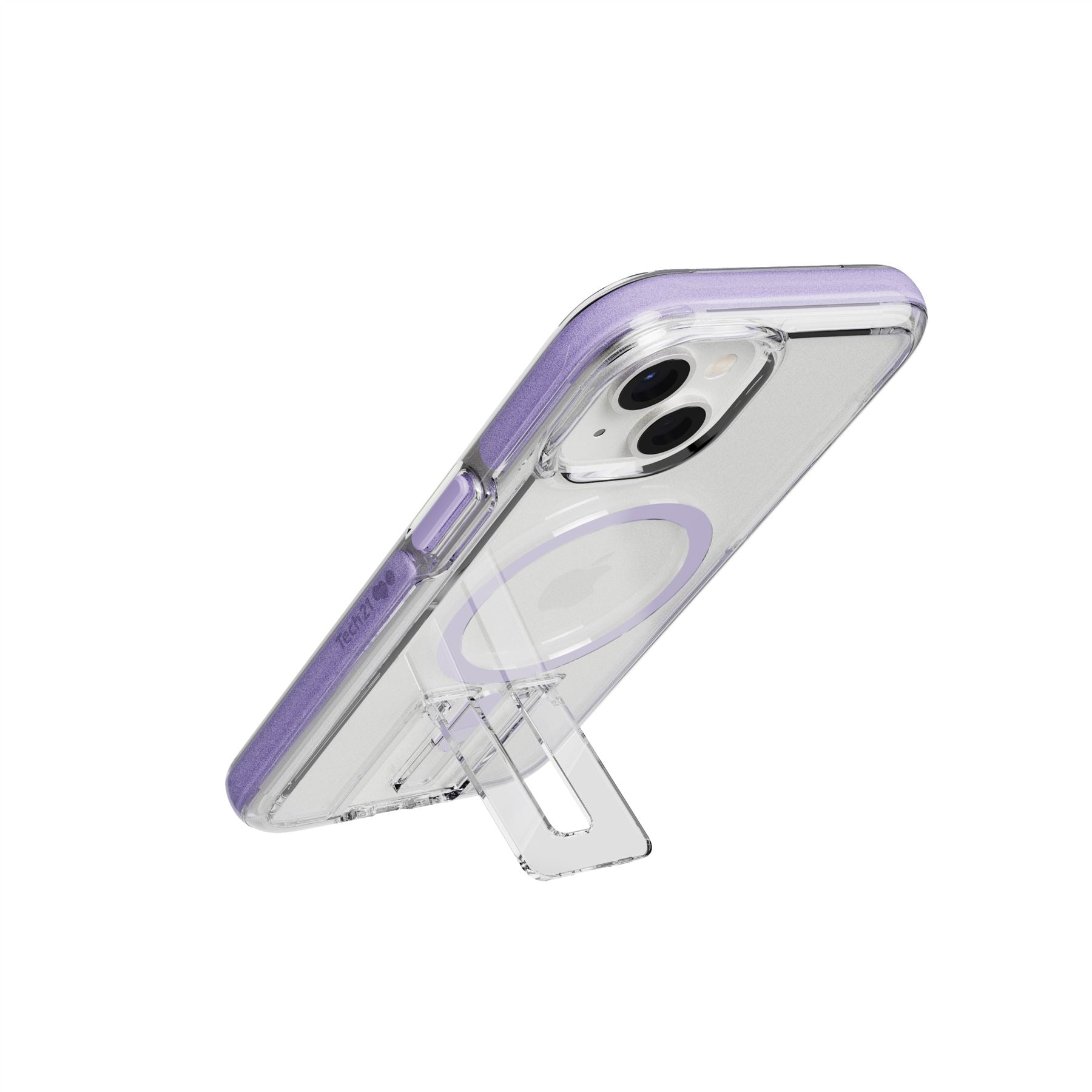 Tech21 EvoCrystal Kick MagSafe iPhone Hülle Clear/Lilac mit Ständer