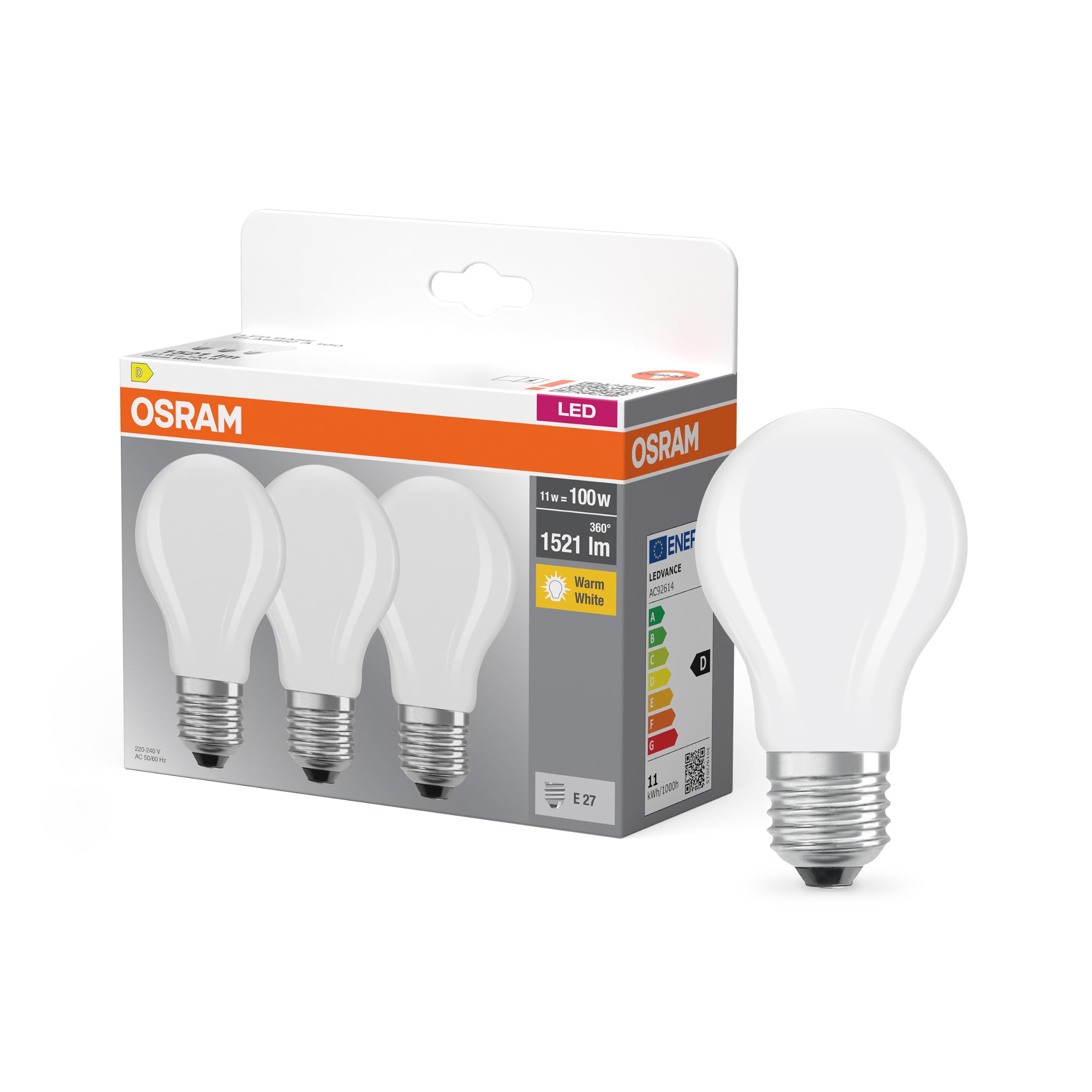 OSRAM SMART+ LED E27 11W warmweiß 3er-Pack 100W-Ersatz