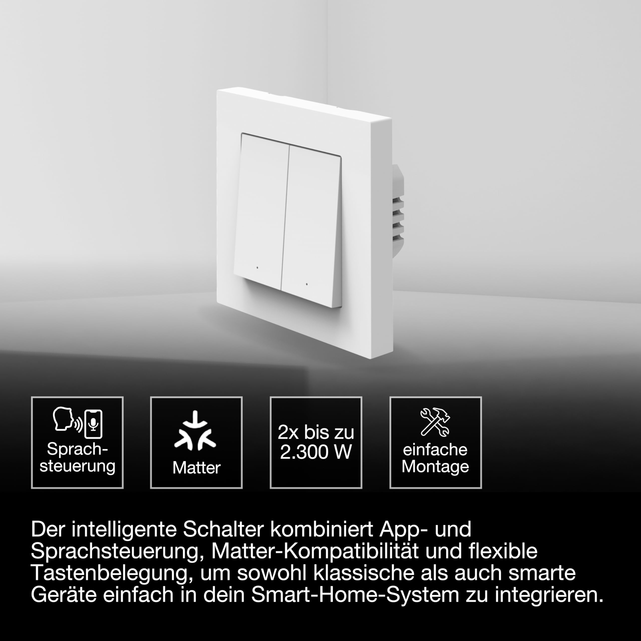 ams OSRAM SMART+ WiFi Matter Wandschalter 2-Kanal weiß