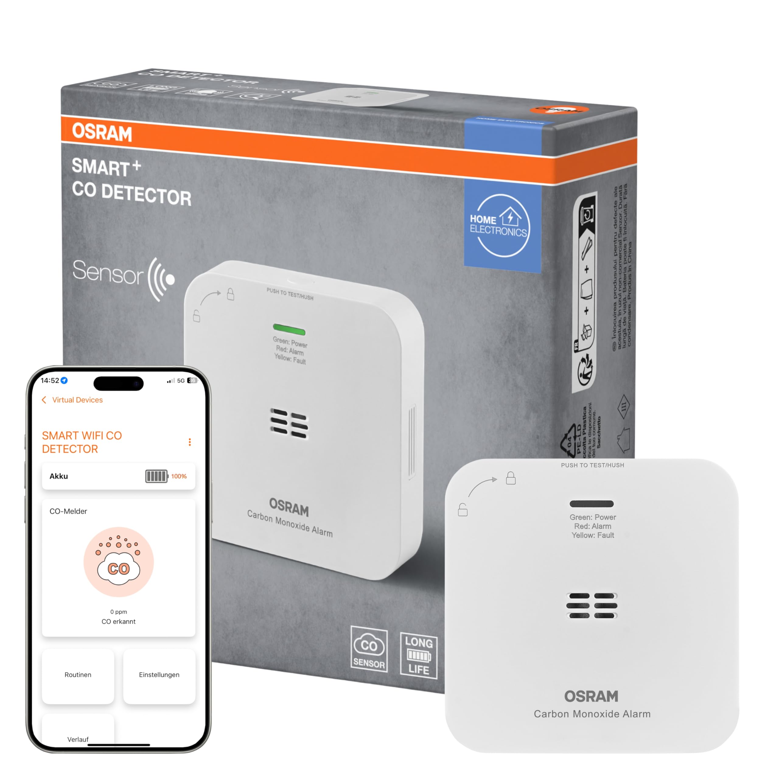 ams OSRAM SMART+ WiFi Kohlenmonoxidmelder weiß 1er-Pack