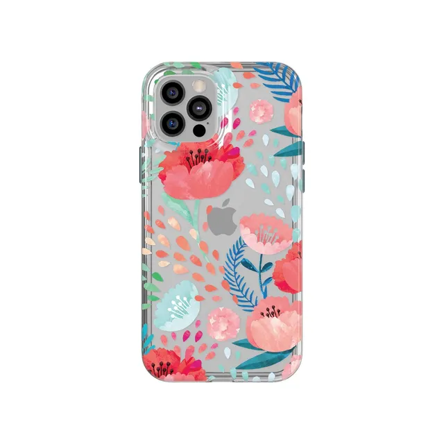 Tech21 EvoArt iPhone 12/12 Pro Hülle Coral Red Blumen