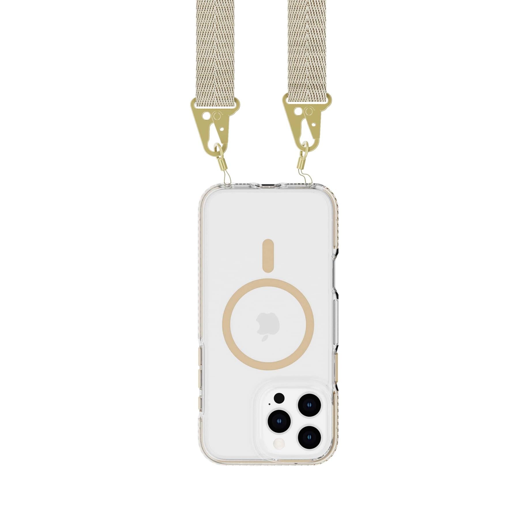 Tech21 EvoCrystal iPhone 16 Pro Max Hülle gold mit Band