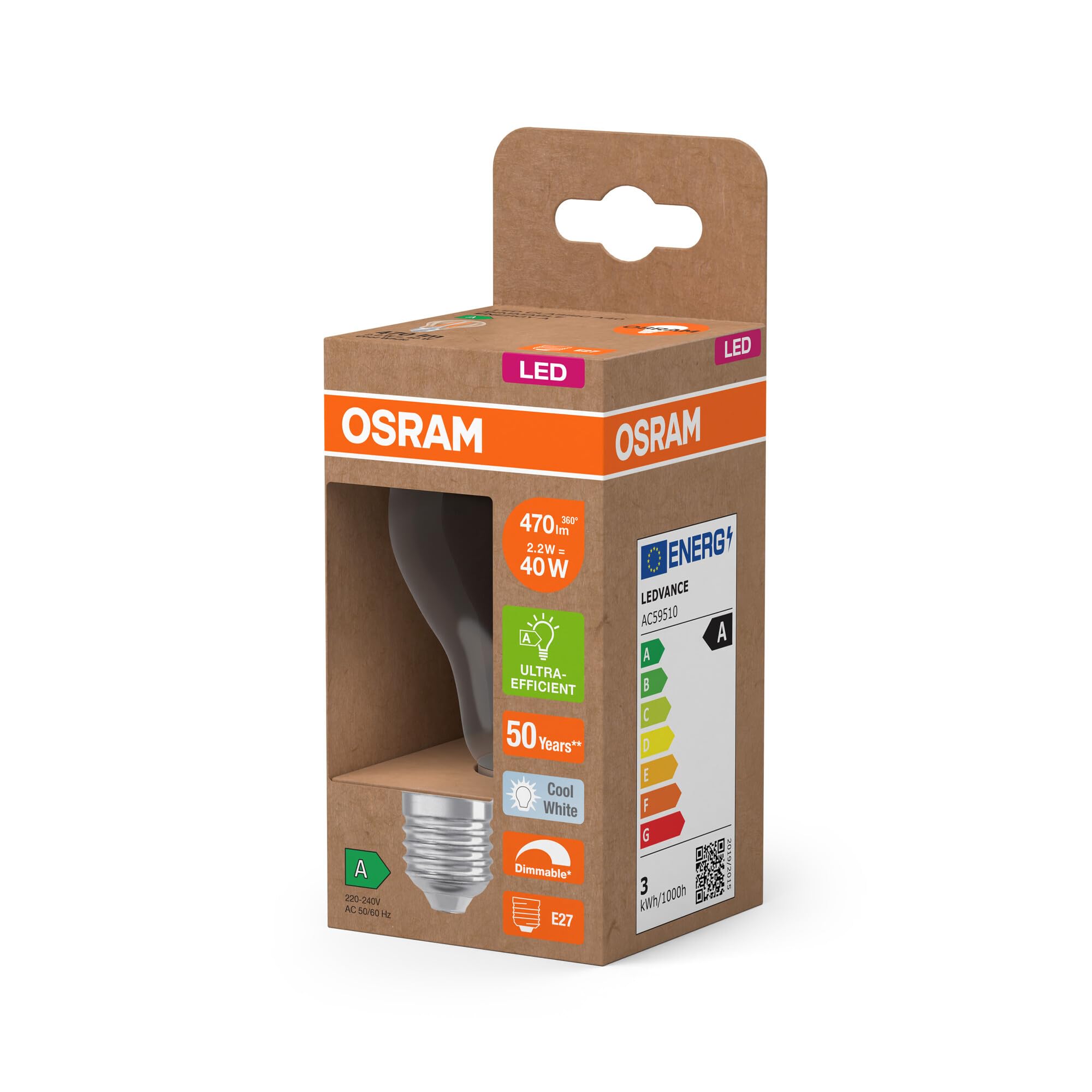 ams OSRAM SMART+ Classic A 40 Filament LED E27 6er dimmbar
