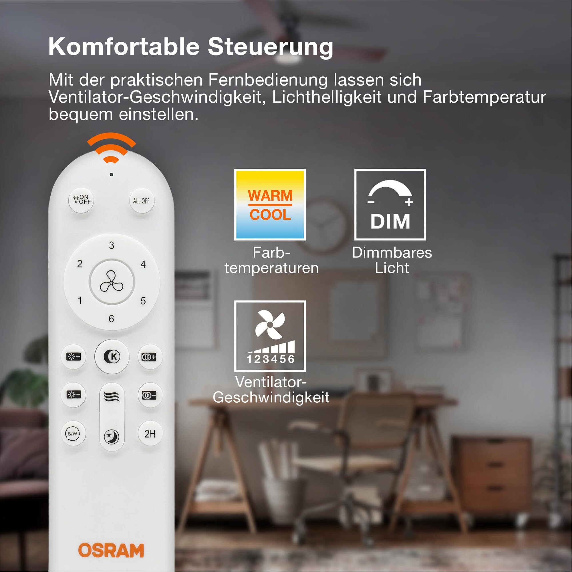 ams OSRAM SMART+ Brisote Deckenventilator 106cm 66W weiß