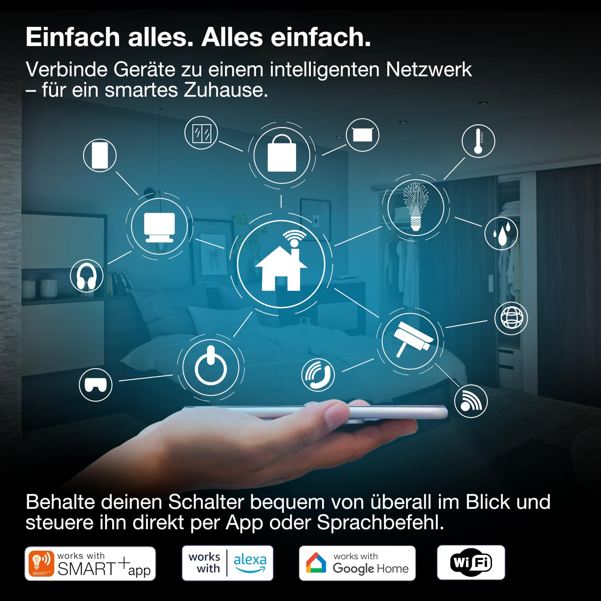 ams OSRAM SMART+ WiFi Wandschalter 4-Gang weiß magnetisch