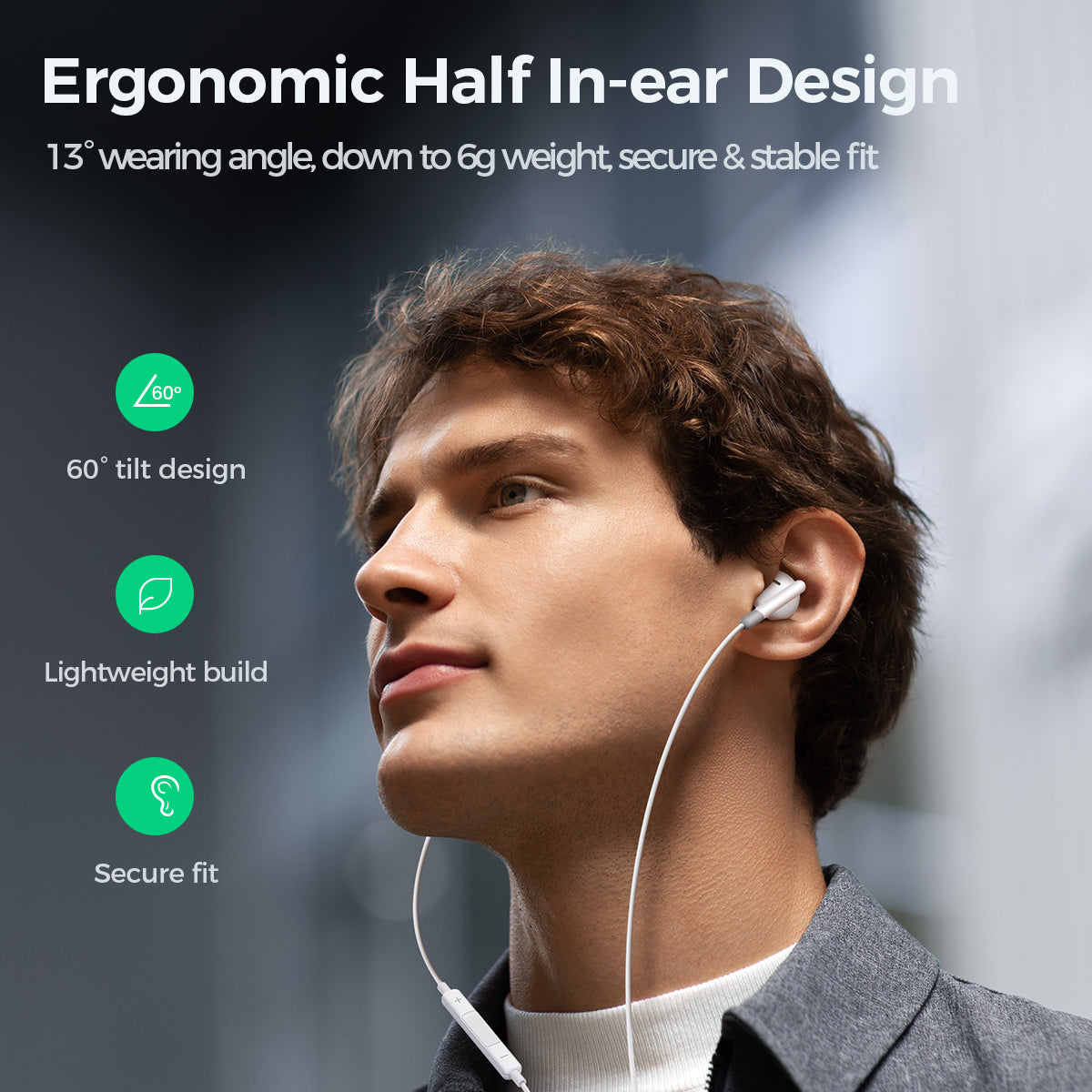 JOYROOM JR-EW01 Kabel Kopfhörer Weiß Half In-Ear 3,5mm