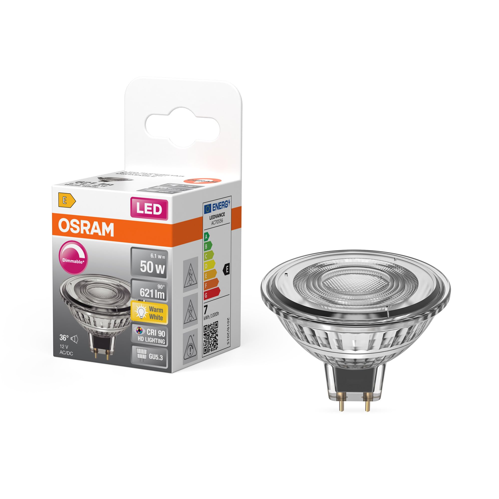Osram Superstar MR16 35 LED Spot Clear 3,4W GU5.3 warmweiss