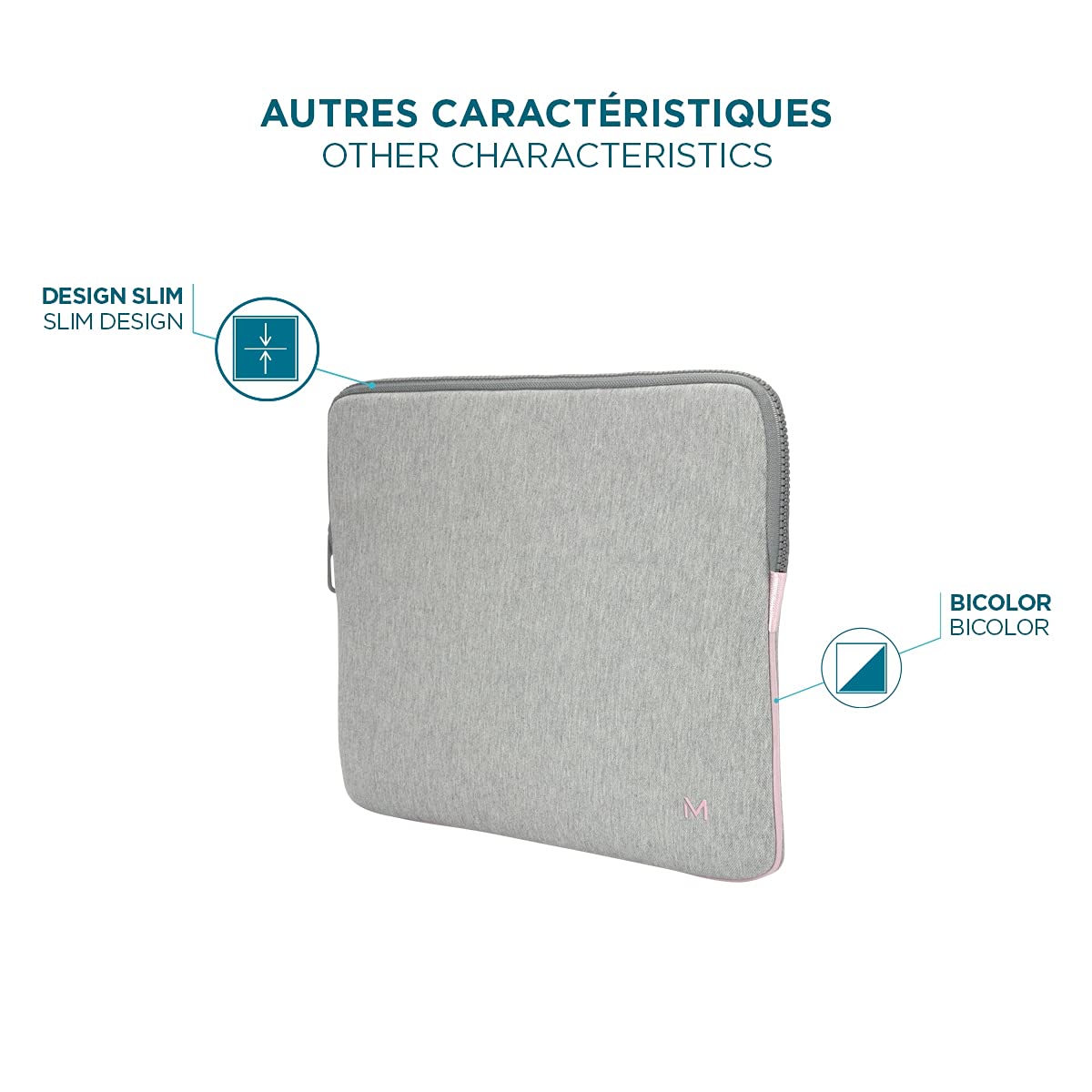 Mobilis Laptop Sleeve 14 Zoll Memory-Foam grau rosa