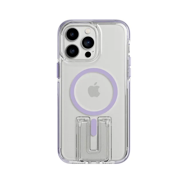 Tech21 EvoCrystal Kick iPhone 14 Pro Max Hülle MagSafe Lilac Ständer
