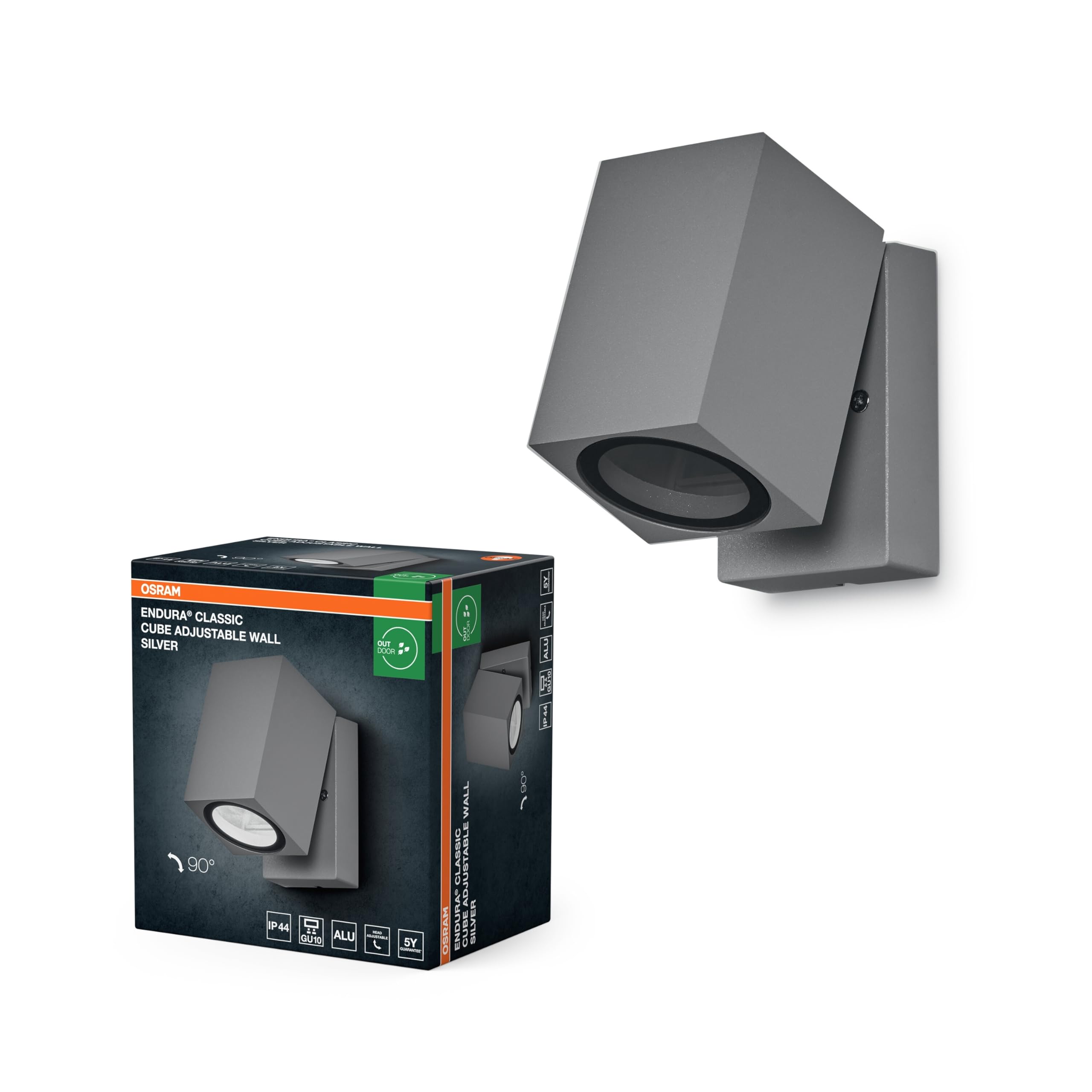 Osram Endura Classic Cube Außen-Wandleuchte GU10 silber