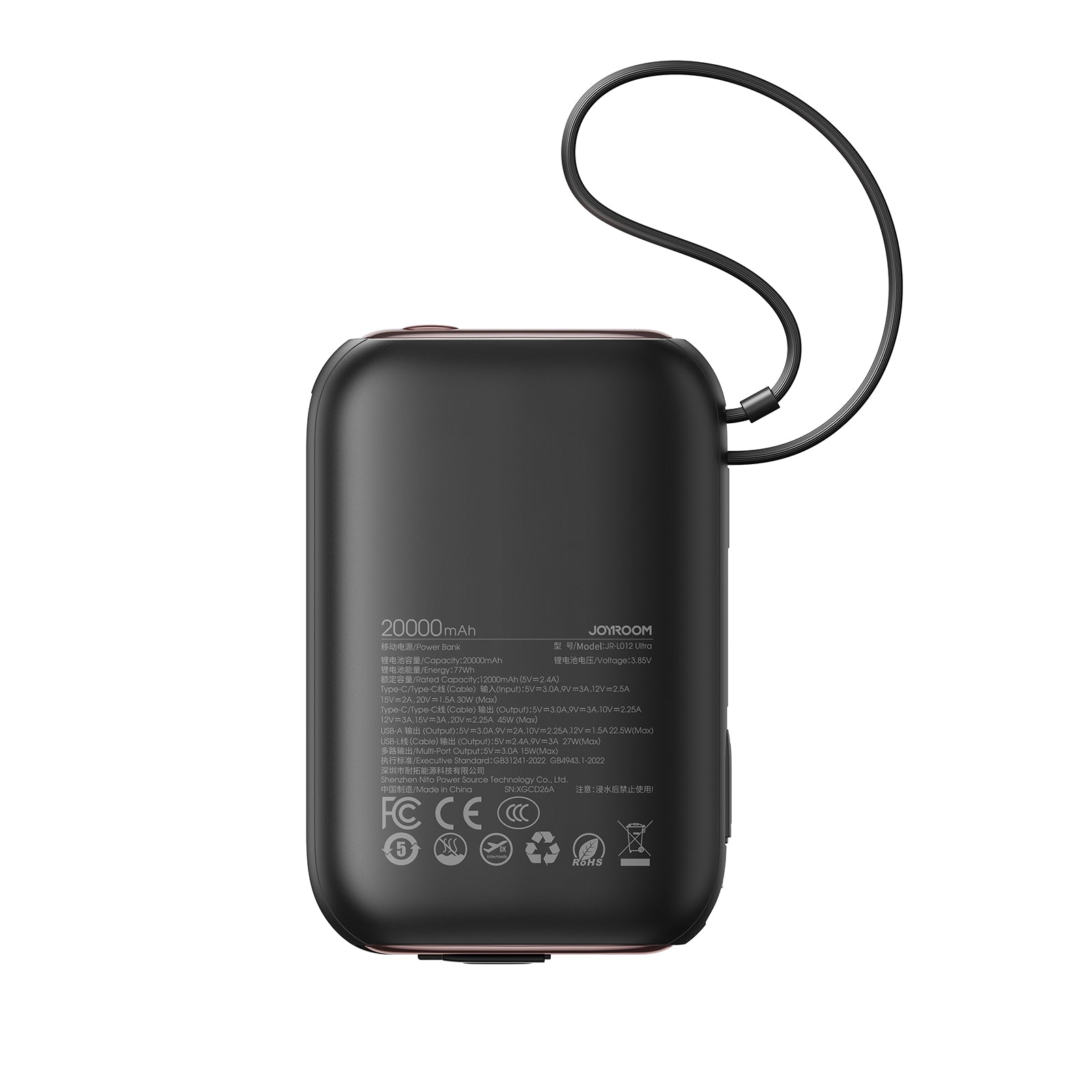 JOYROOM JR-L012 Powerbank 20000mAh 45W schwarz mit Kabel
