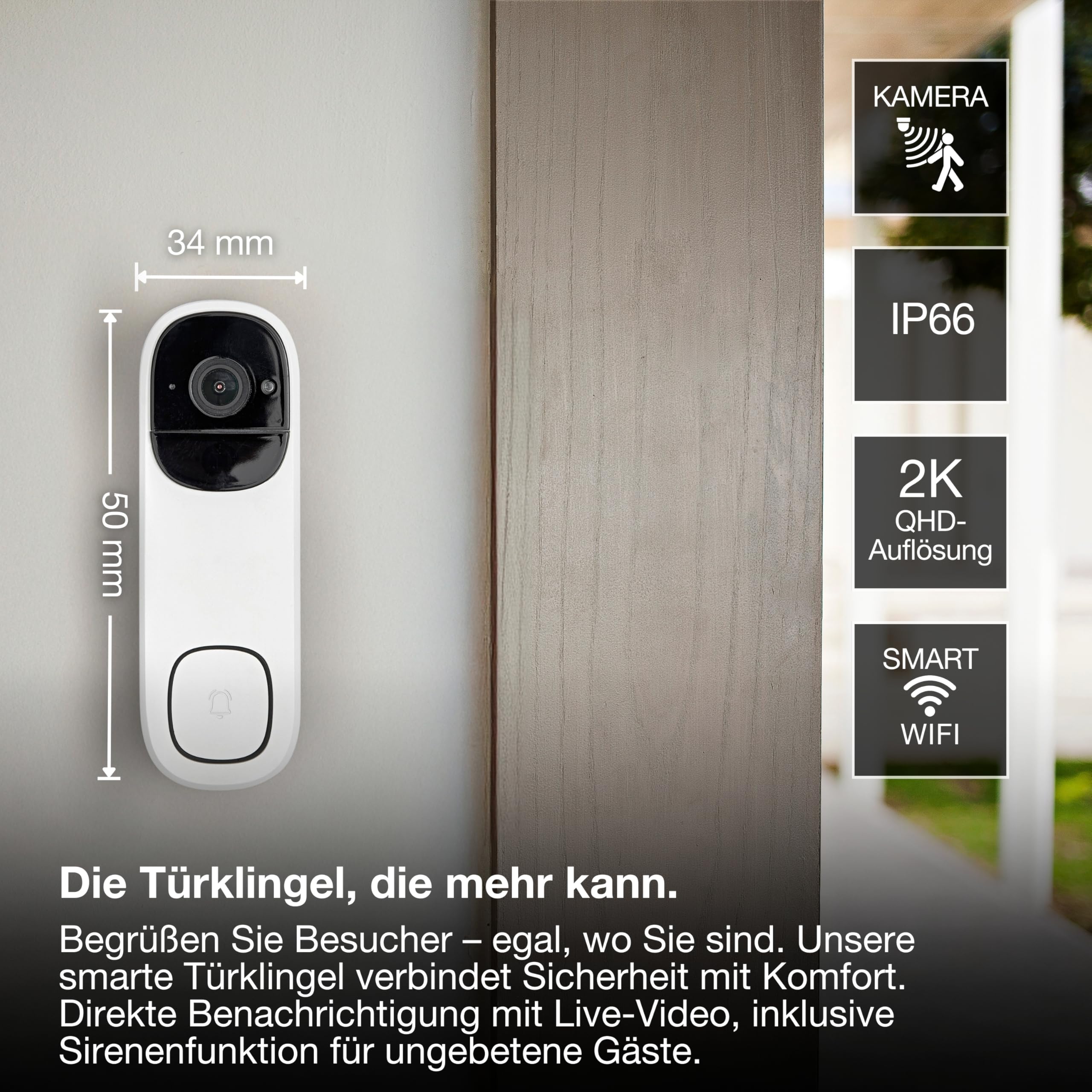 OSRAM SMART+ WiFi Video-Türklingel 2K weiß Akku