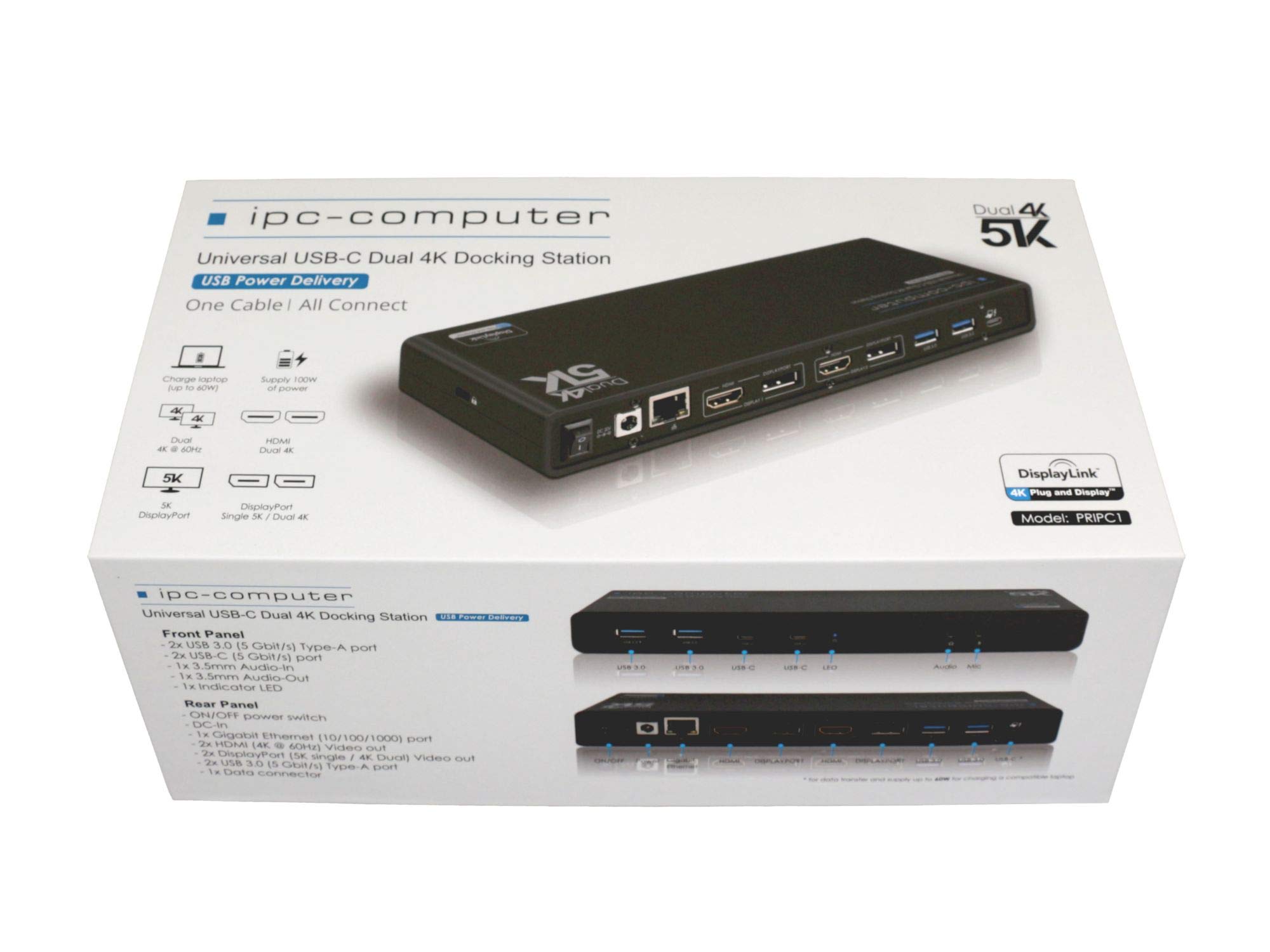 IPC-Computer USB-C Docking Station 100W HDMI DP