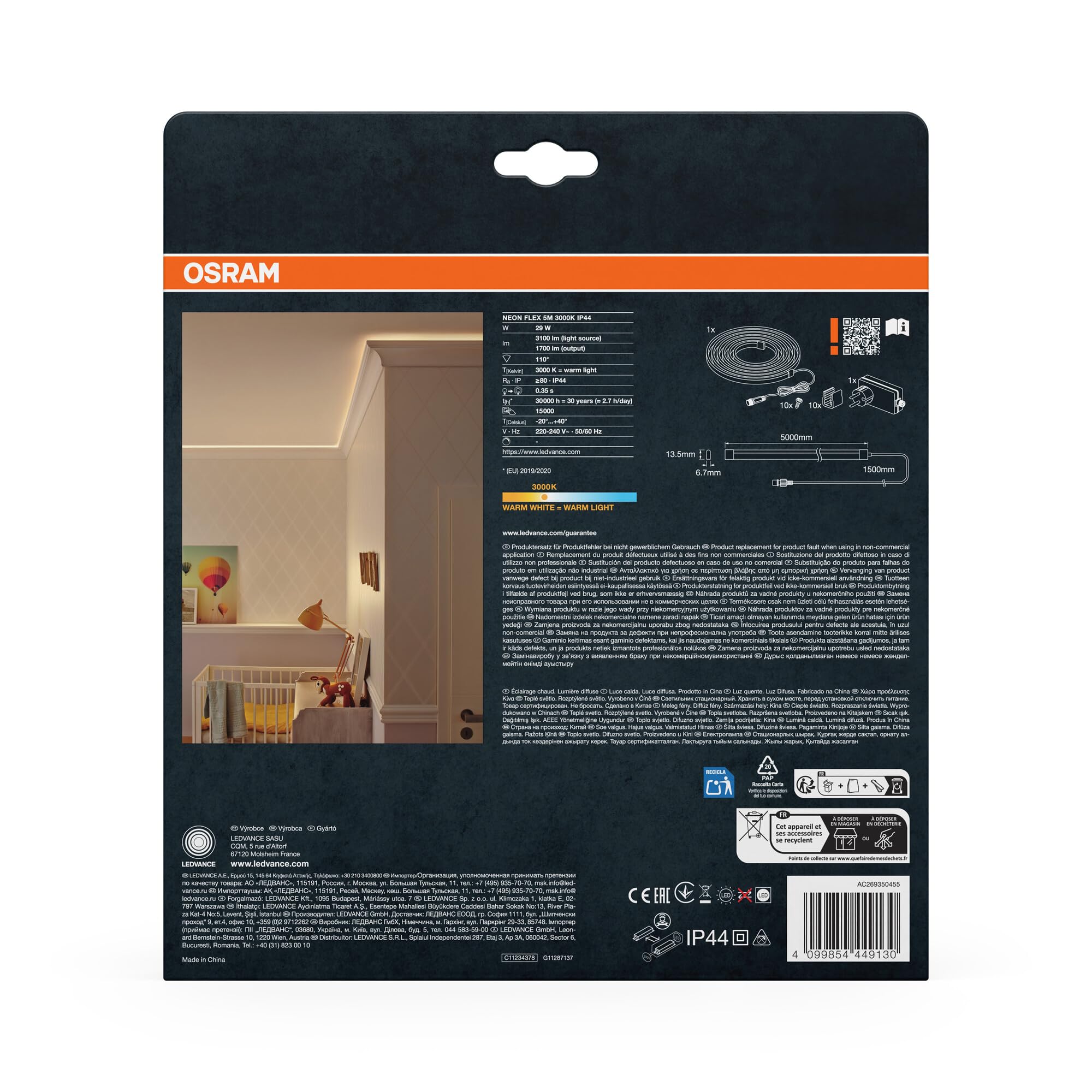 ams OSRAM Neon Flex Outdoor LED-Strip 5m warmweiß Silikon