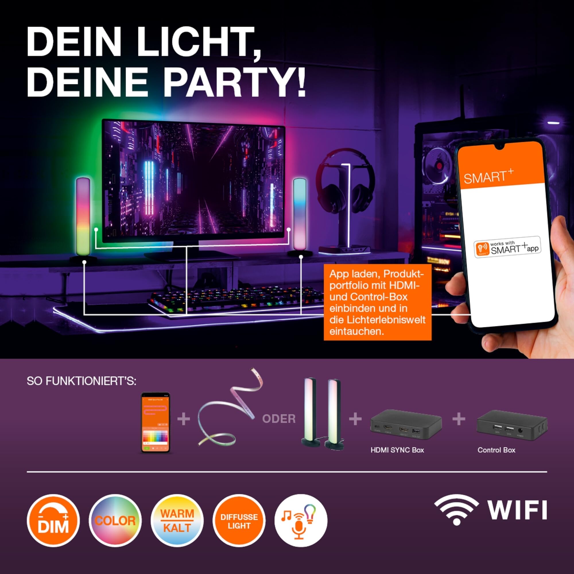 OSRAM SMART+ WIFI Magic Deckenleuchte weiß 50cm 32W RGB