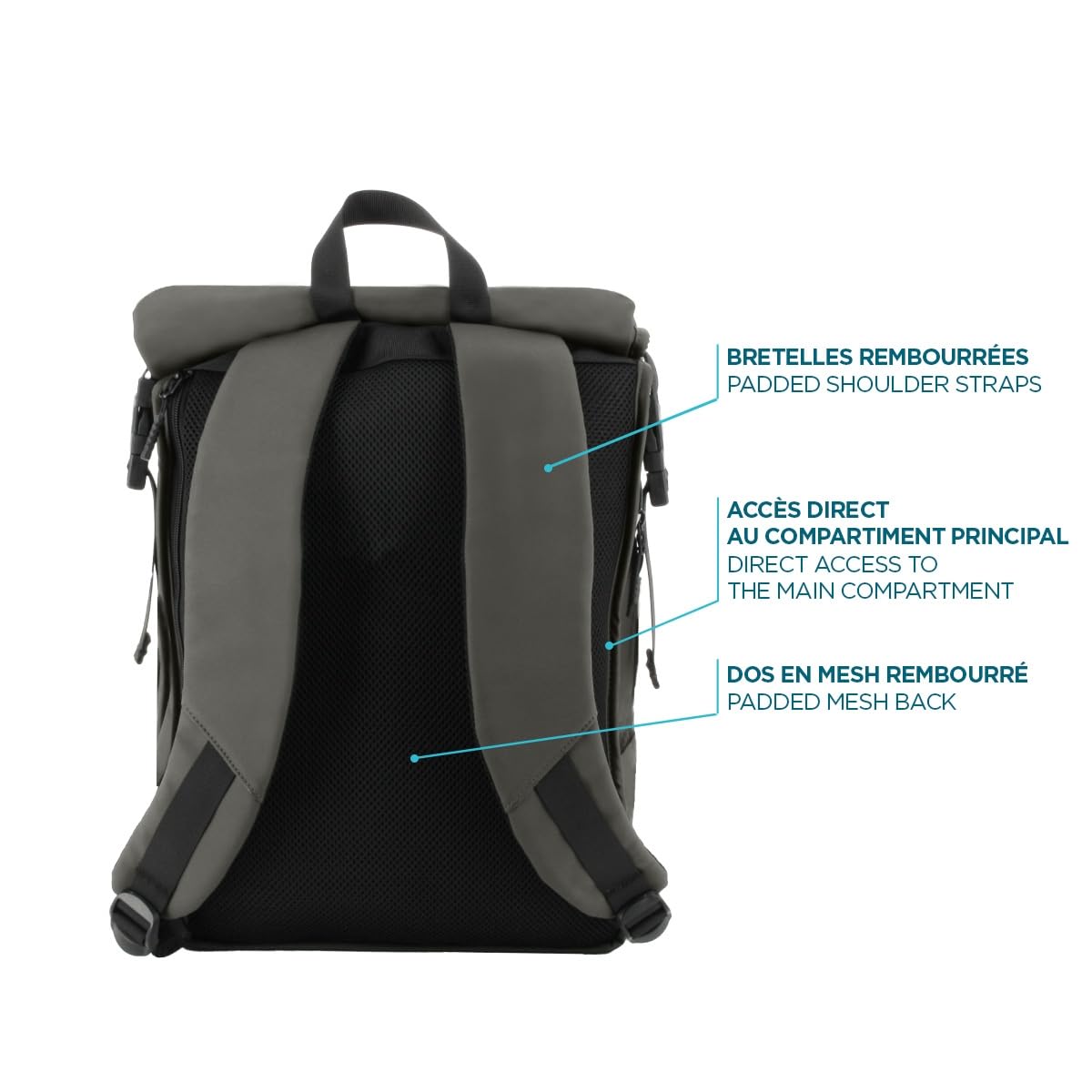 Mobilis Rolltop Laptop-Rucksack 16 Zoll 25L Grau