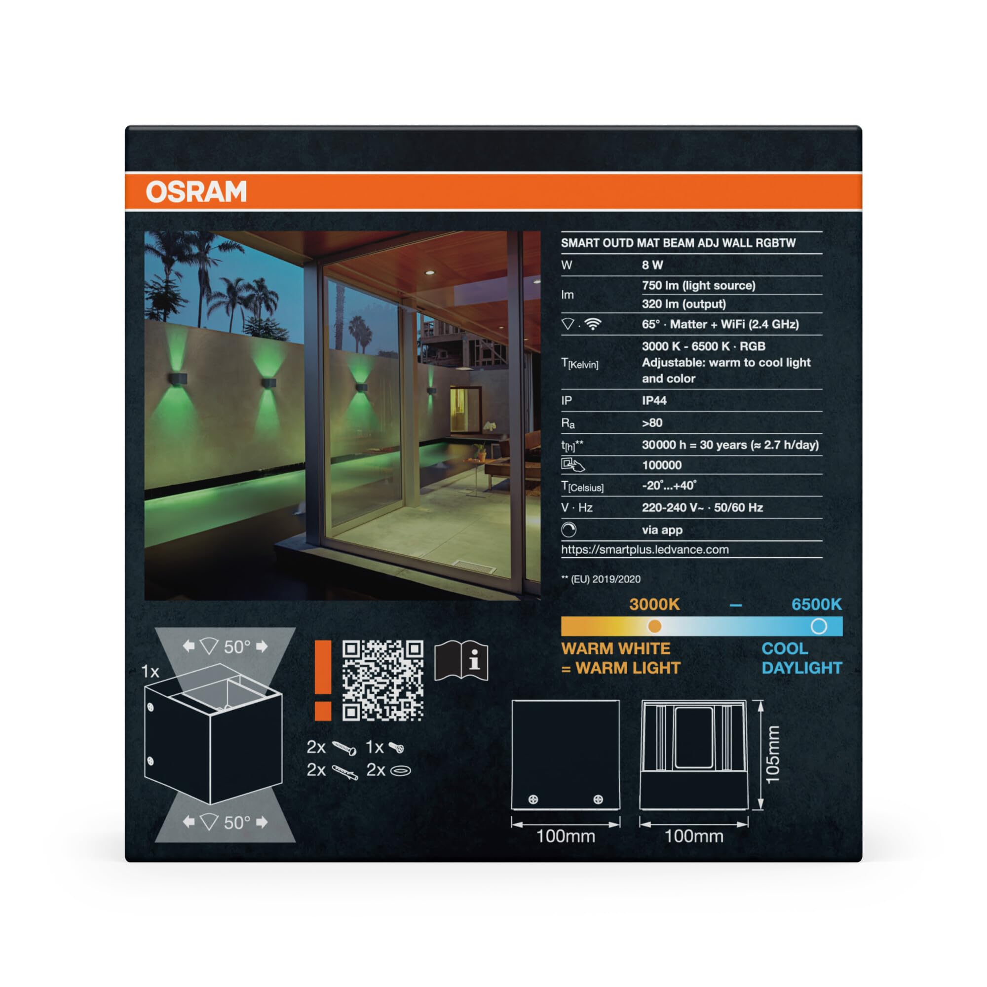 ams OSRAM SMART+ Beam Wandleuchte RGB TW Matter 8W